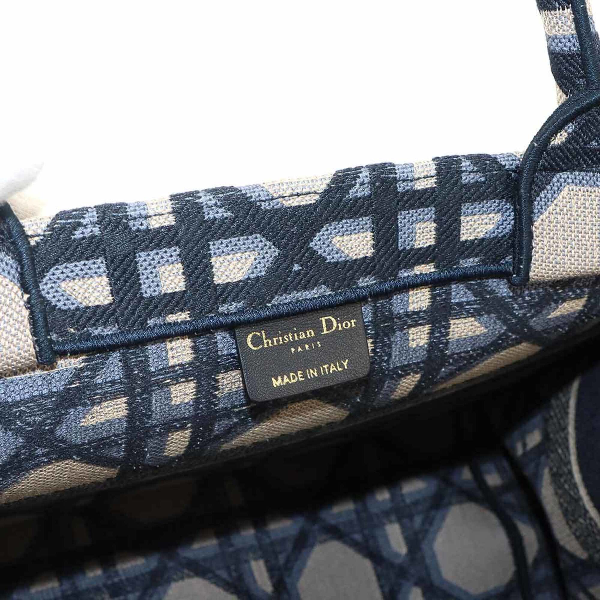 Christian Dior Beige Navy Canvas Handbag Tote Bag (Pre-Owned)