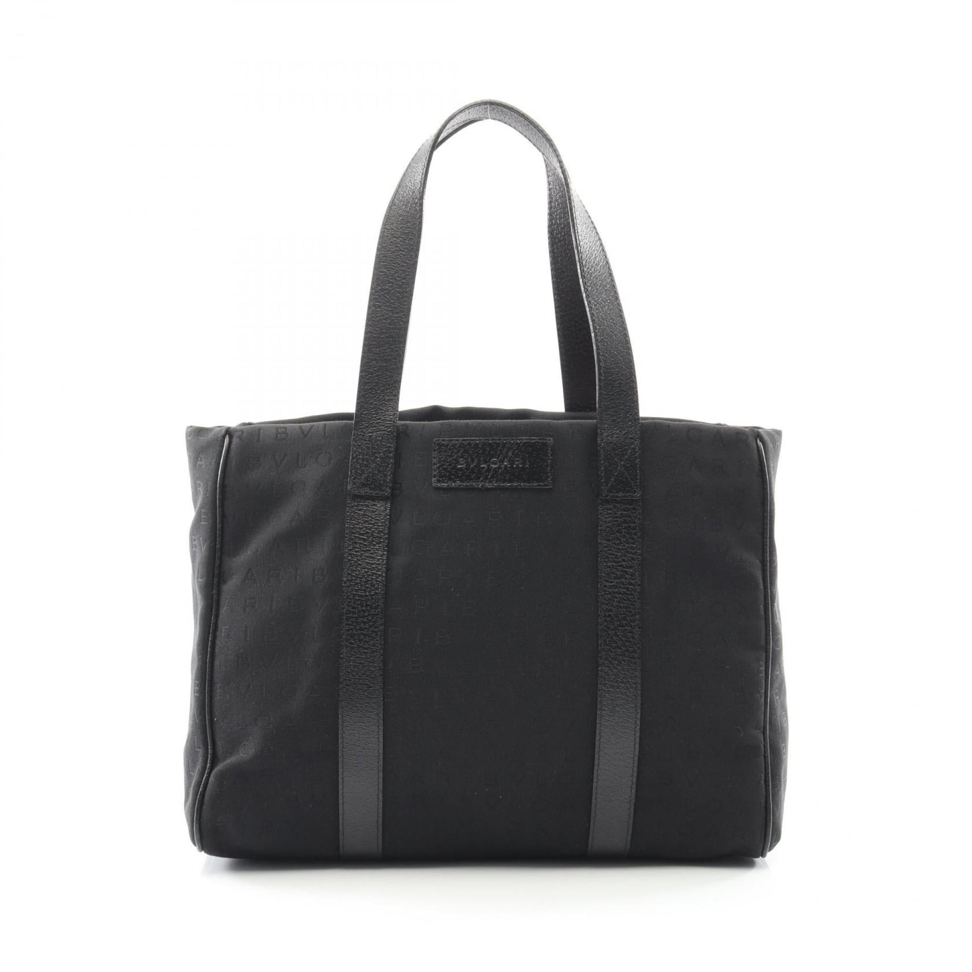 Bvlgari Black Canvas Leather Tote Bag (Pre-Owned)