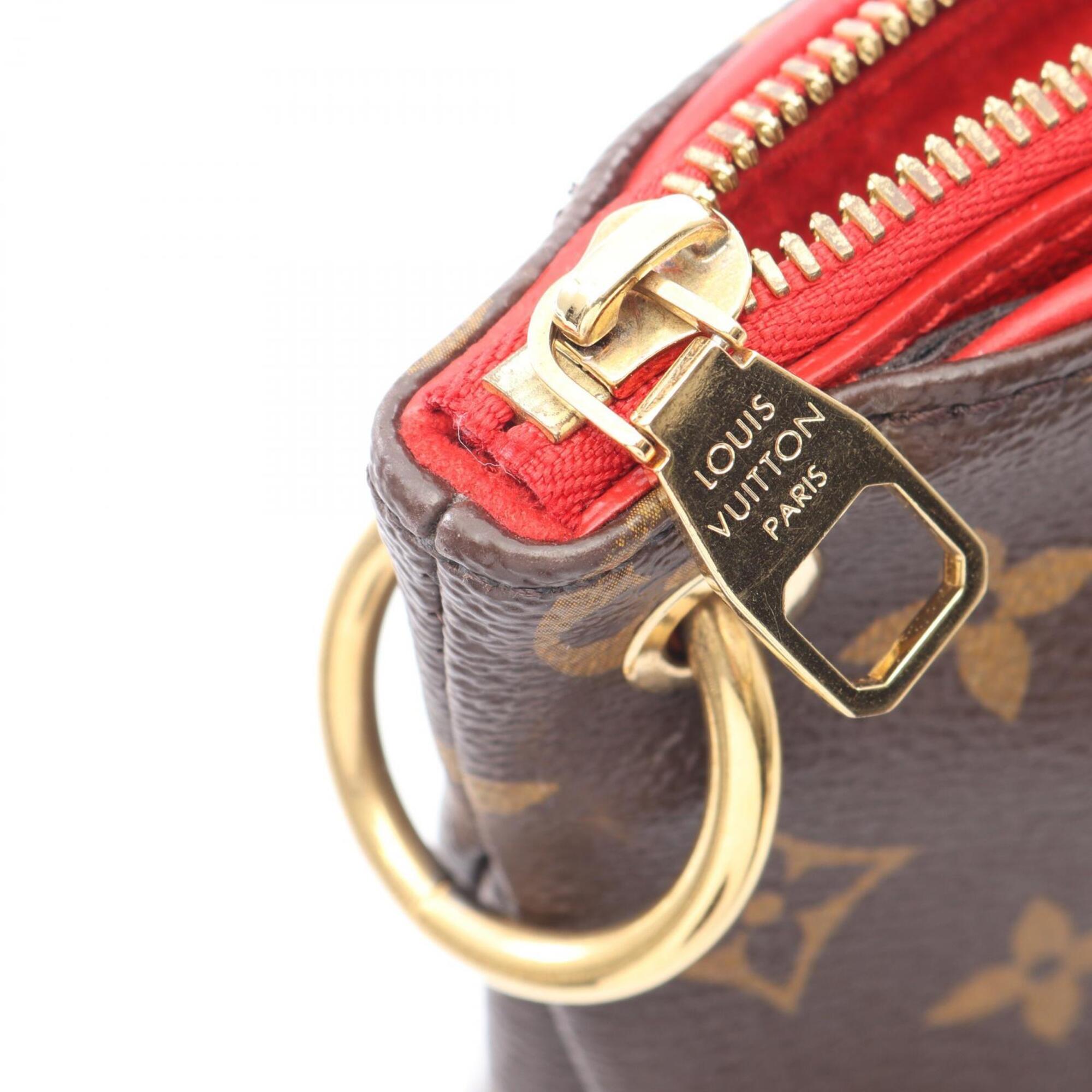 Louis Vuitton Brown Cerise Red Color Coated Canvas Leather Handbag (Pre-Owned)