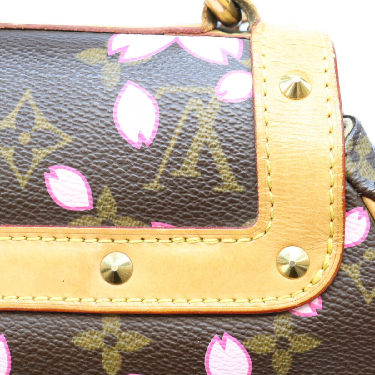 Louis Vuitton Brown Pink Monogram Cherry Blossom Handbag (Pre-Owned)