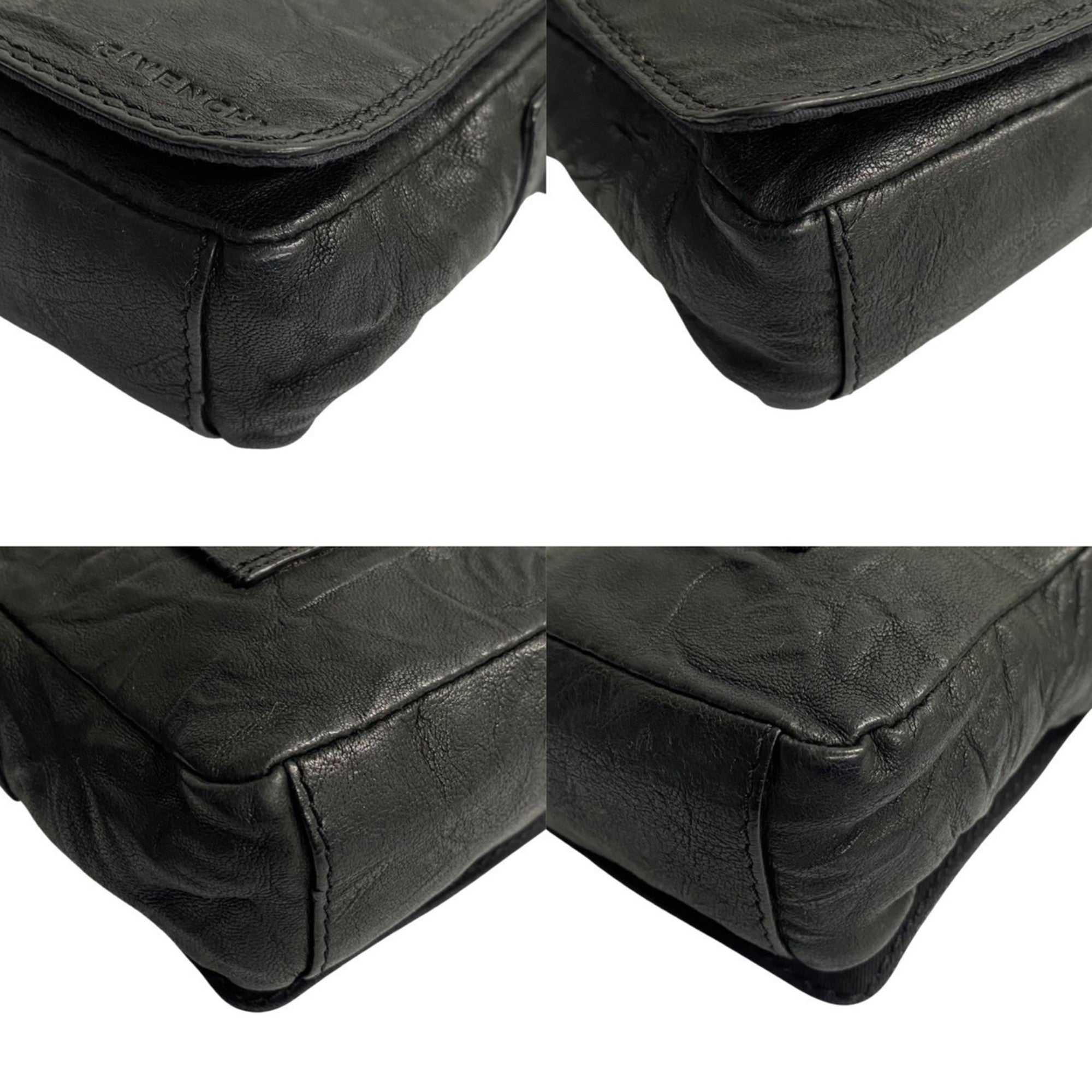 Givenchy Black Canvas Leather Shoulder Bag (Pre-Owned)