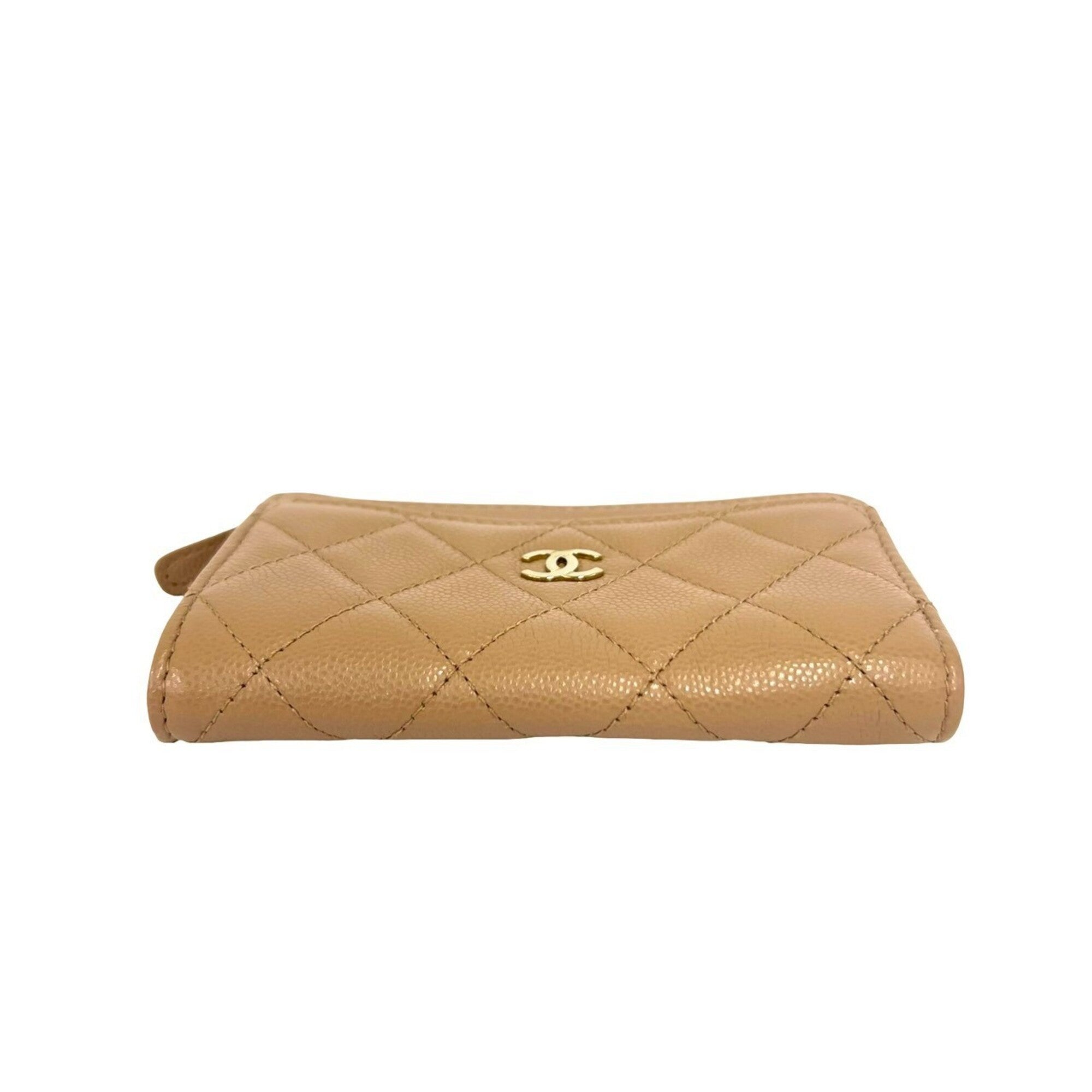 Chanel Beige Grained Calfskin Coin Purse/Coin Case (Pre-Owned)