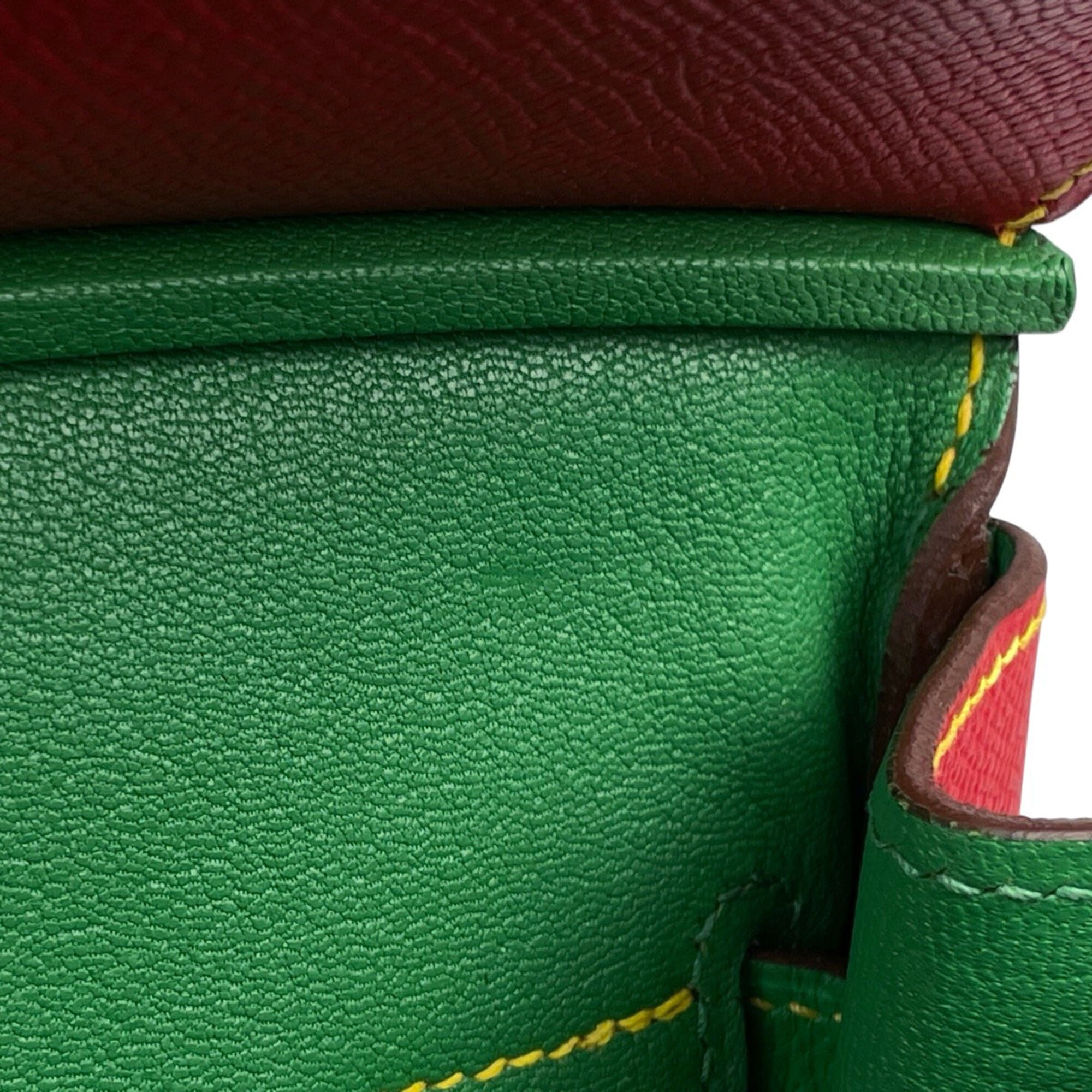 Hermes Birkin Bambou Green Rouge Casaque Epsom Leather Handbag (Pre-Owned)