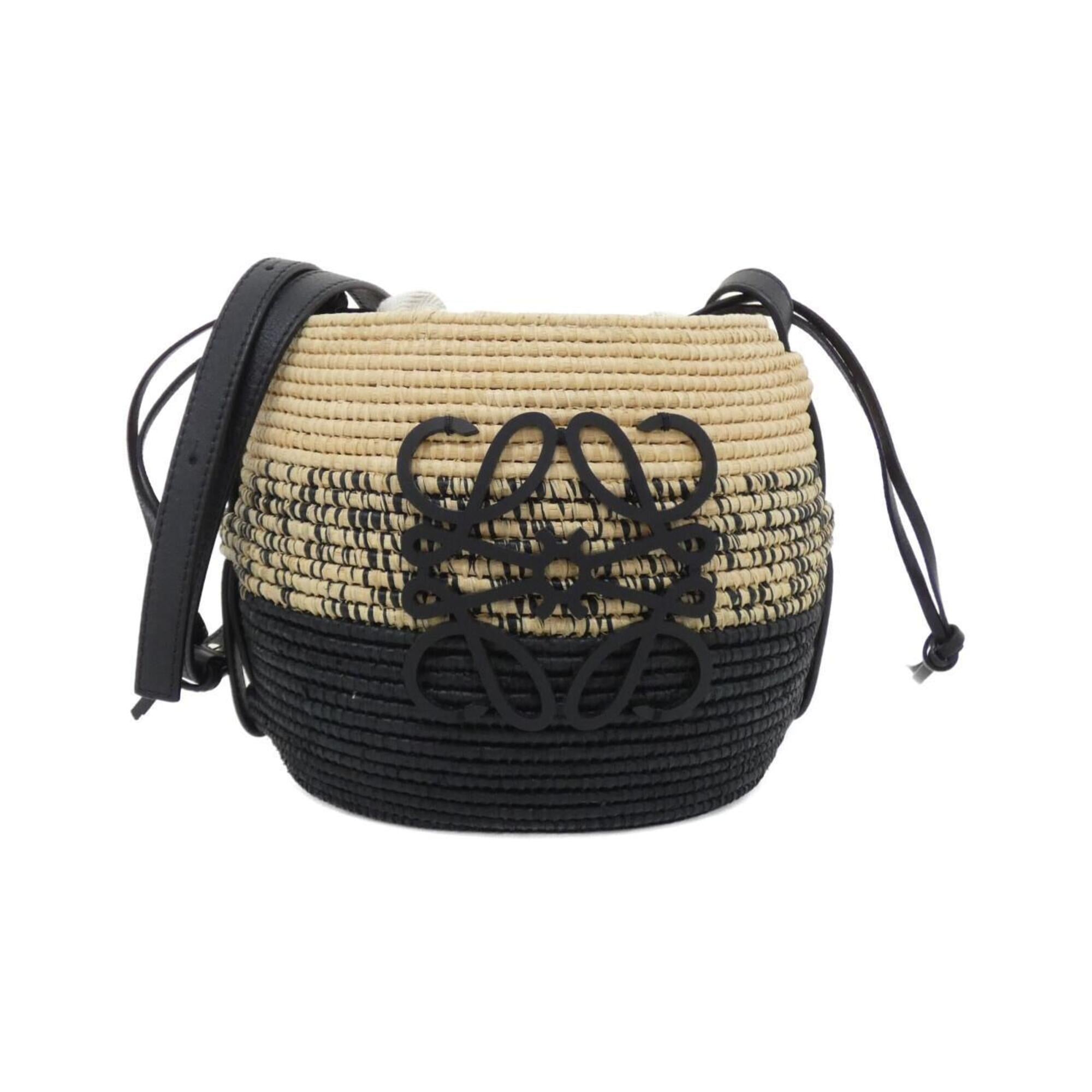 Loewe Black Raffia Basket Handbag Shoulder Bag (Pre-Owned)