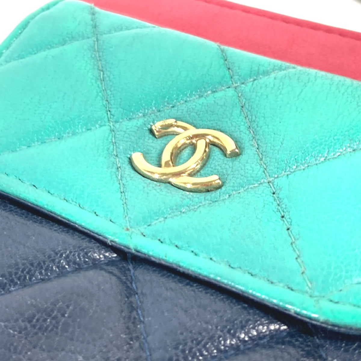 Chanel Navy Pink Grained Calfskin Pochette Shoulder Bag (Pre-Owned)