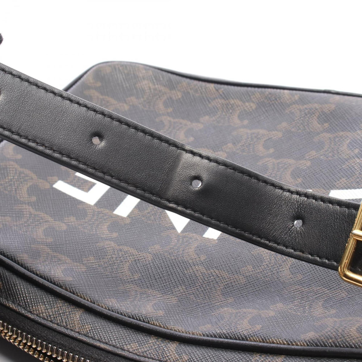 Celine Black Brown Coated Canvas Leather Handbag Messenger Bag Shoulder Bag (Pre-Owned)