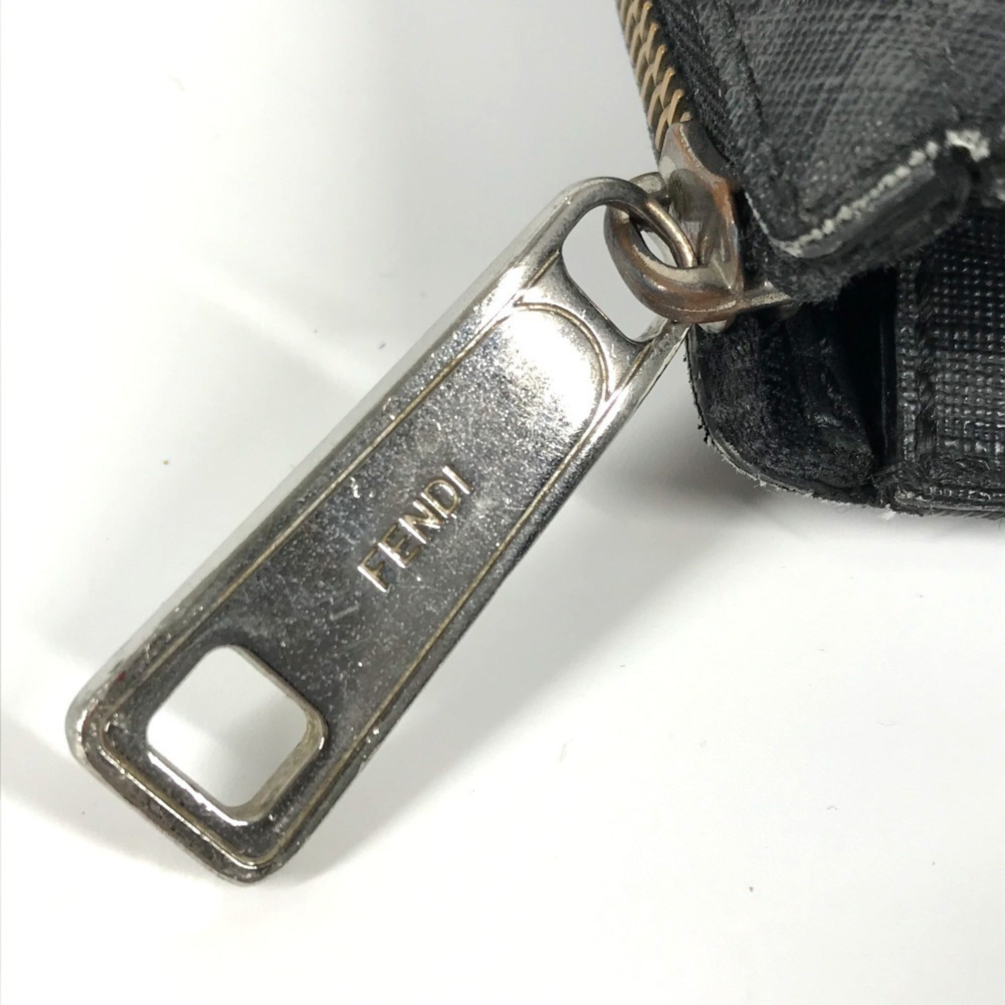 Fendi Zucca Black Gray Pvc Leather Clutch Bag (Pre-Owned)