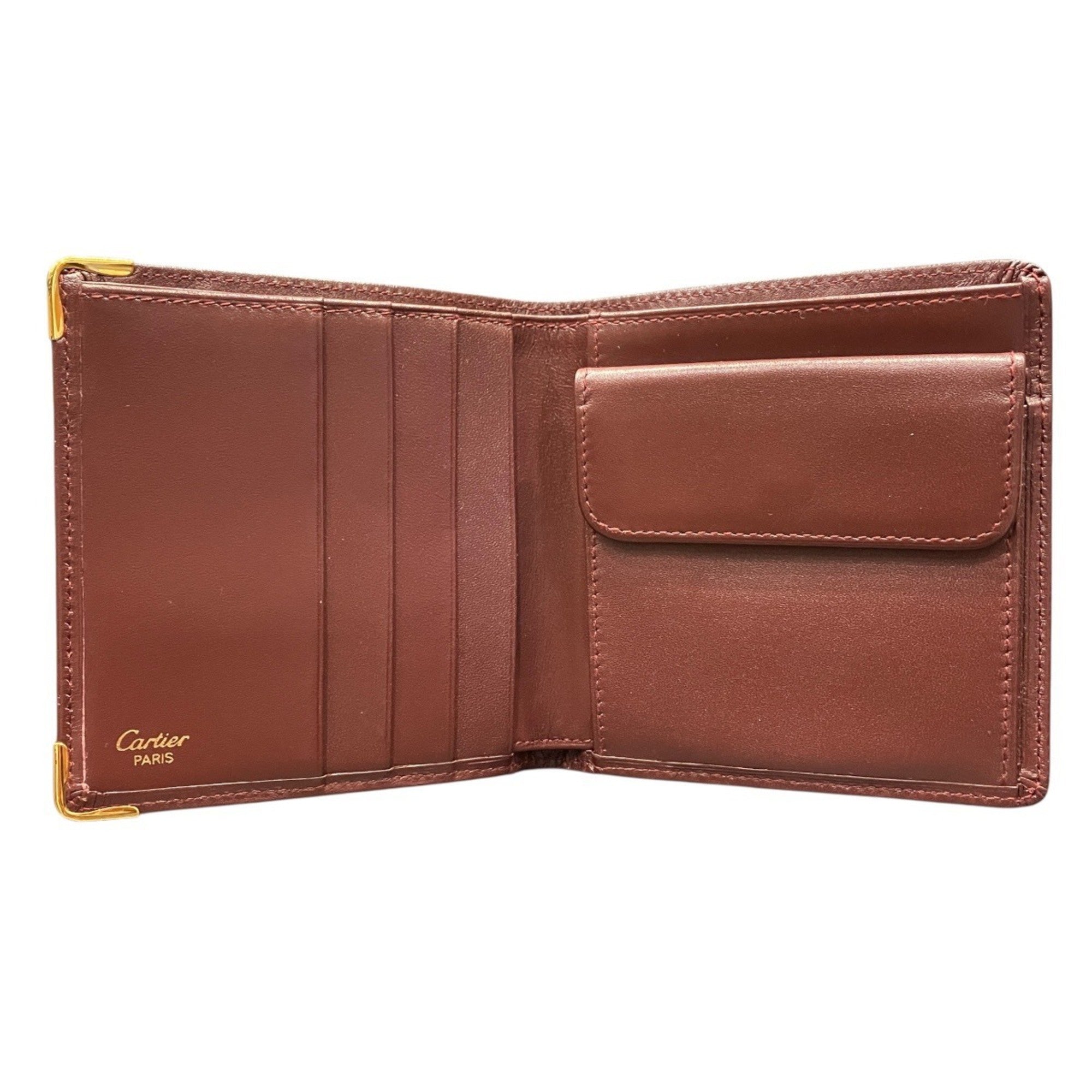 Cartier Wine Red Leather Wallet (Bi-Fold) (Pre-Owned)