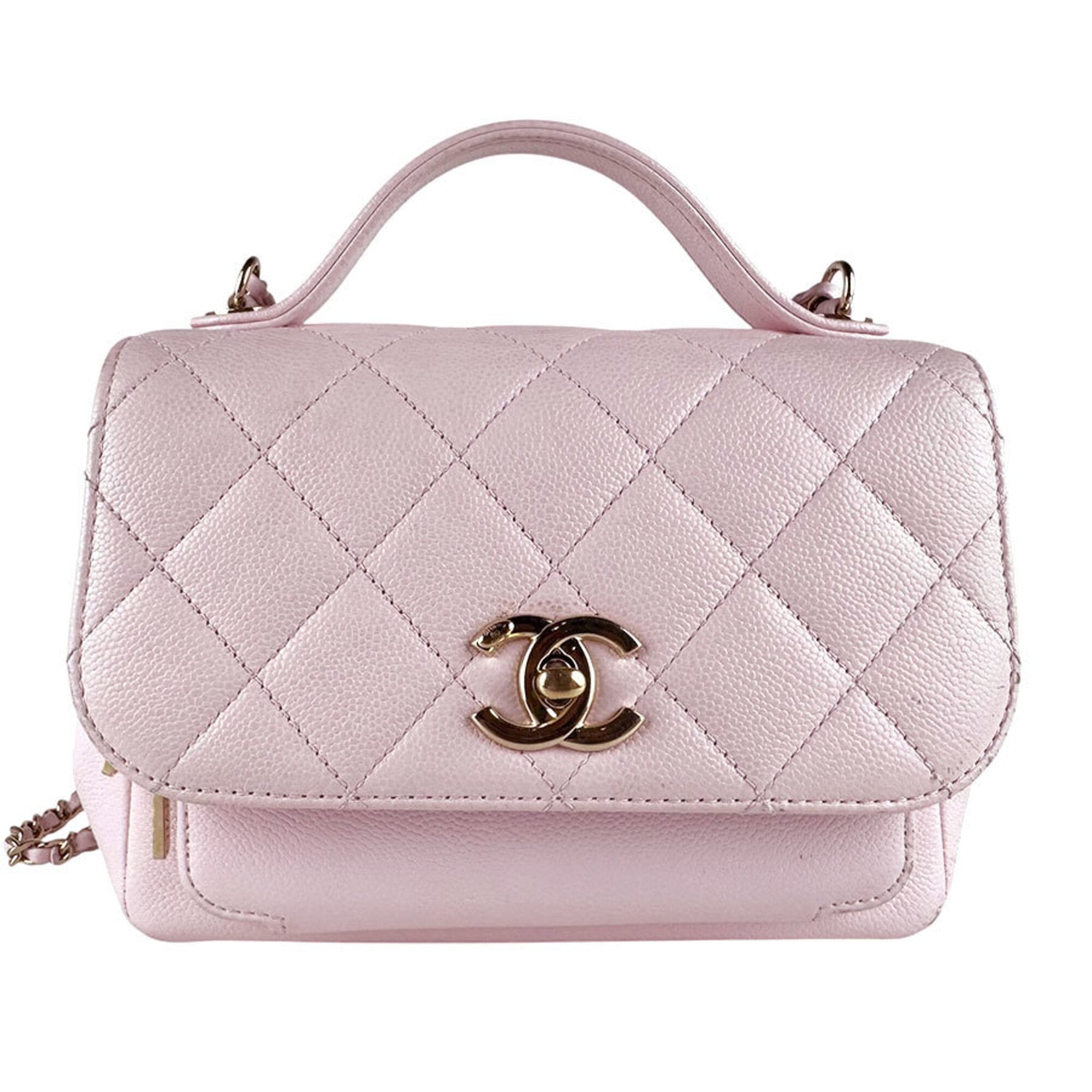 Chanel Light Pink Grained Calfskin Handbag Shoulder Bag (Pre-Owned)