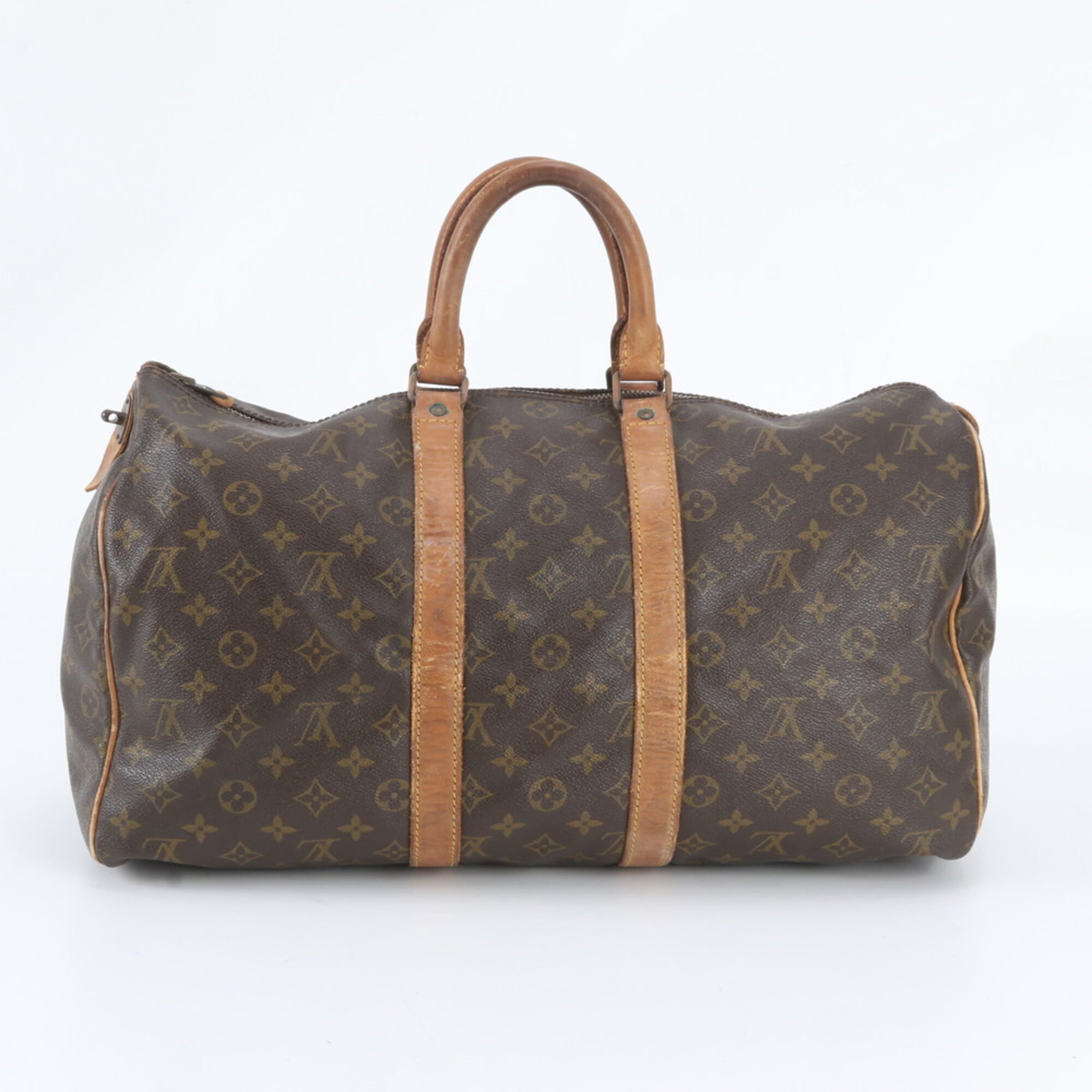 Louis Vuitton Monogram Brown Coated Canvas Leather Handbag Tote Bag (Pre-Owned)