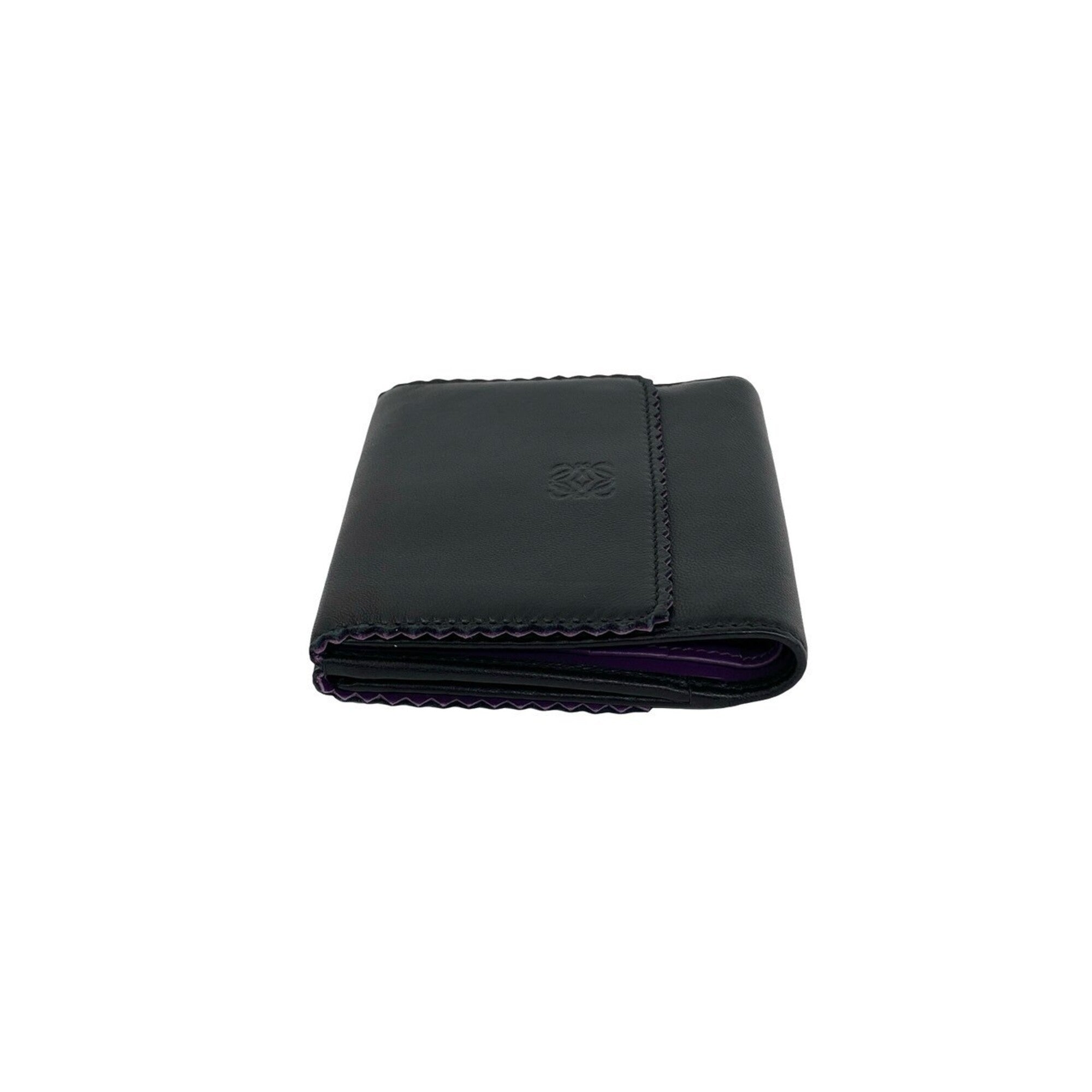 Loewe Black Purple Leather Wallet (Tri-Fold) (Pre-Owned)
