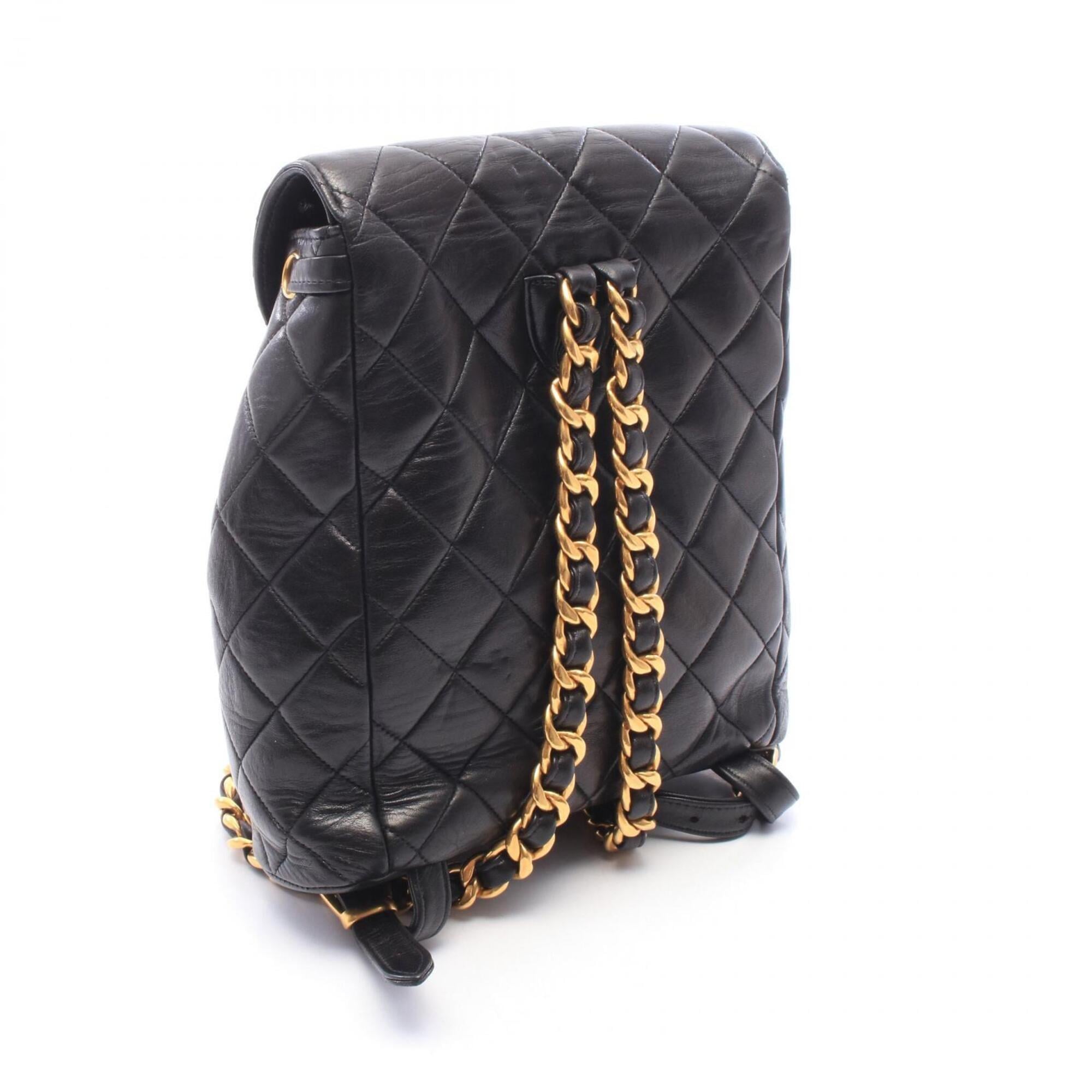 Chanel Black Leather Backpack Handbag (Pre-Owned)