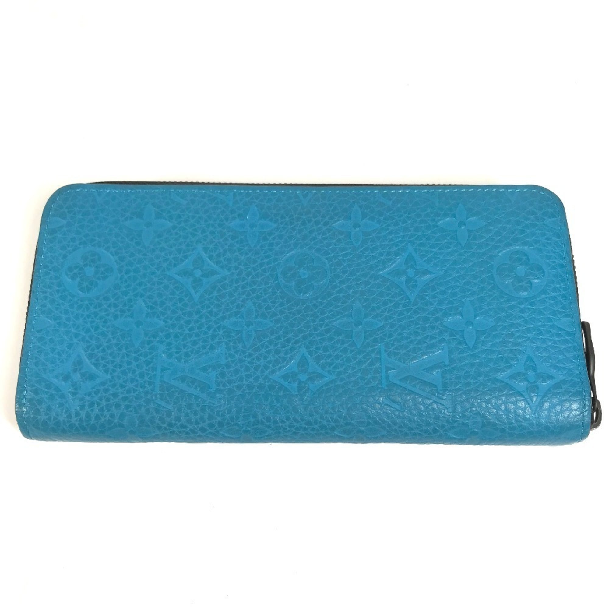 Louis Vuitton Taurillon Blue Leather Long Wallet (Bi-Fold) (Pre-Owned)