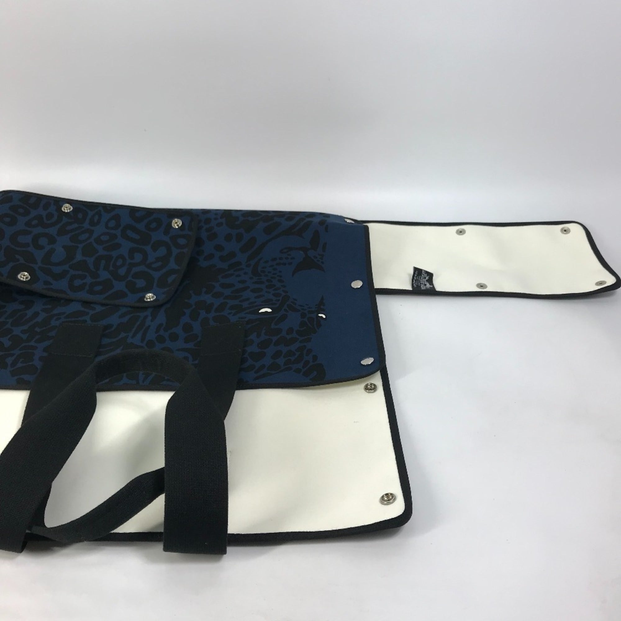Hermes Black Navy Canvas Beach Bag Shoulder Bag Tote Bag (Pre-Owned)