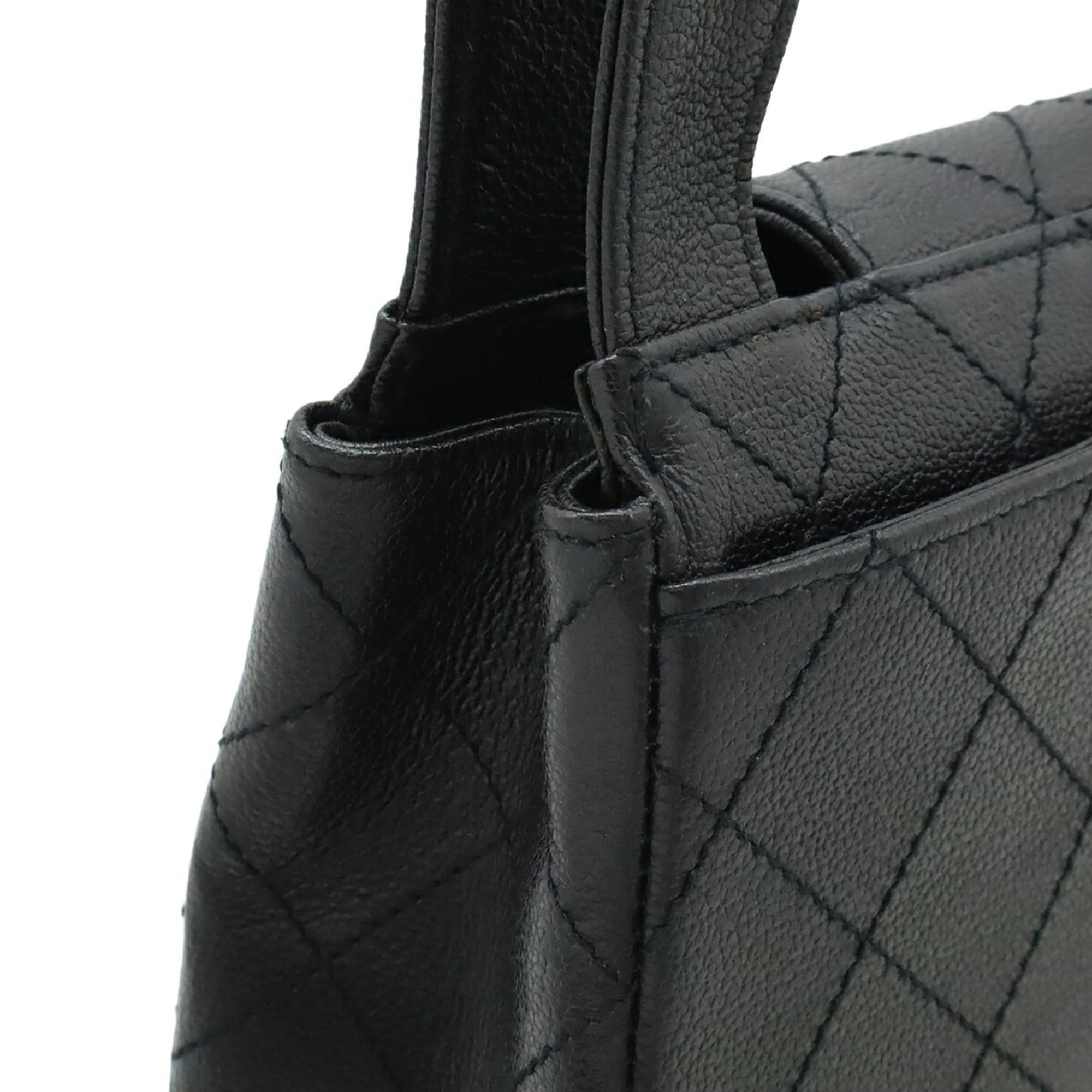 Chanel Black Leather Shoulder Bag Tote Bag (Pre-Owned)