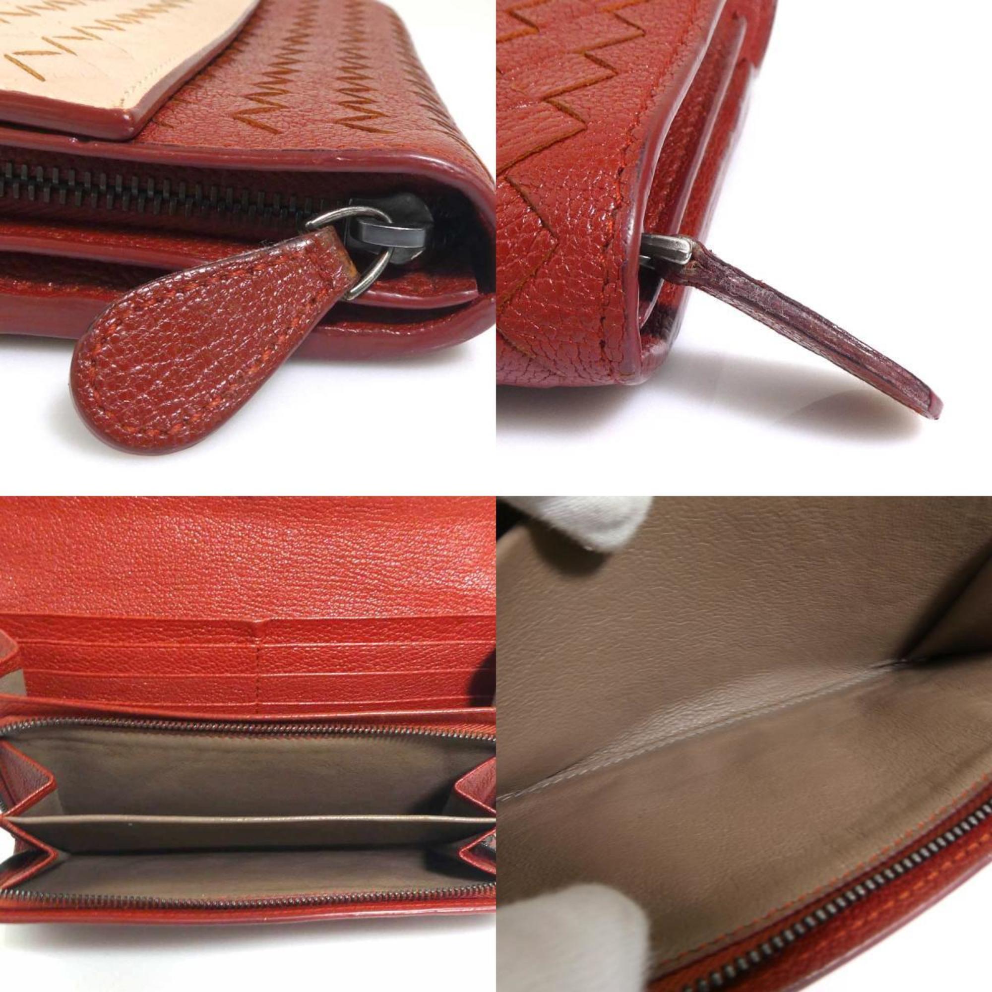 Bottega Veneta Beige Brown Leather Long Wallet (Bi-Fold) (Pre-Owned)