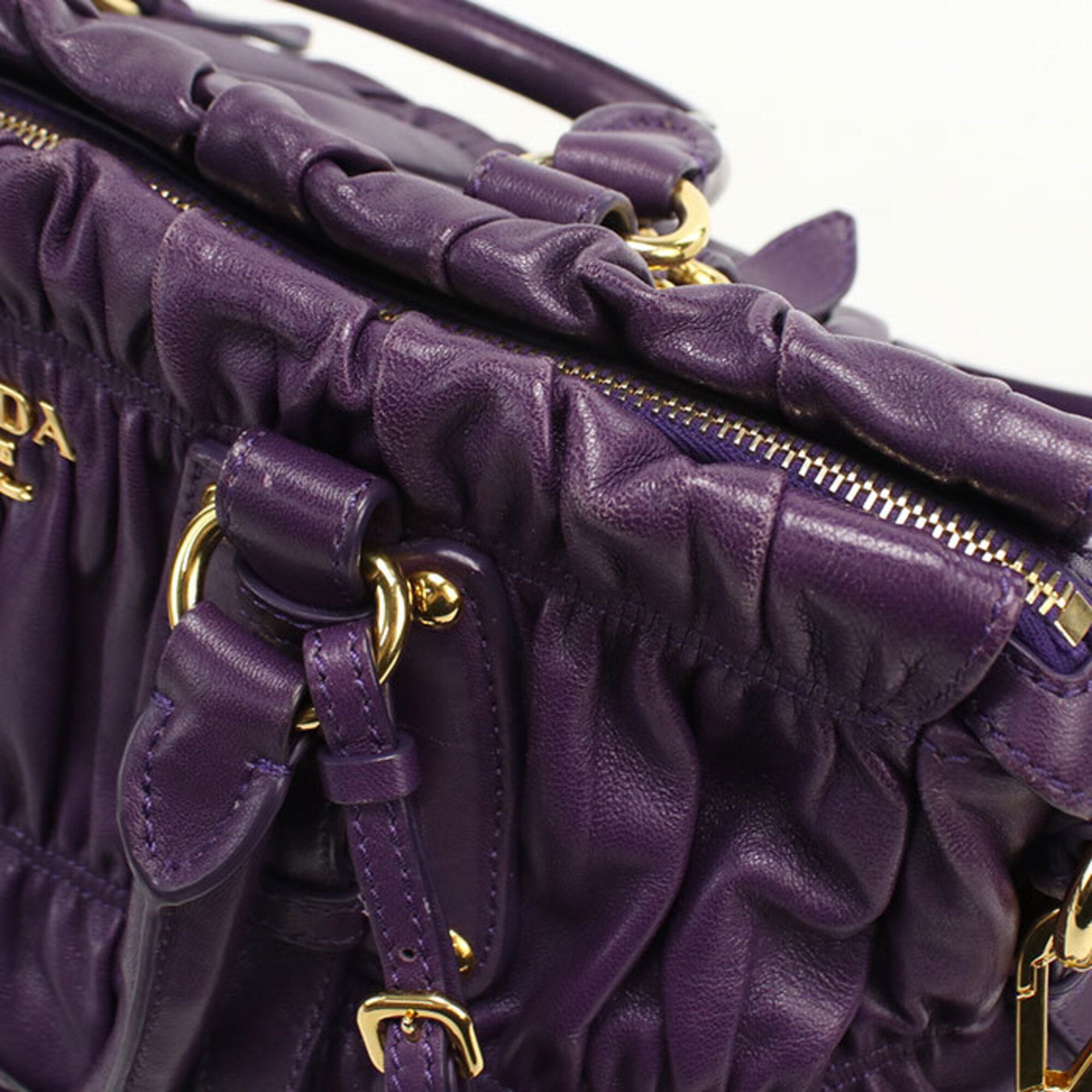 Prada Purple Leather Handbag Tote Bag (Pre-Owned)