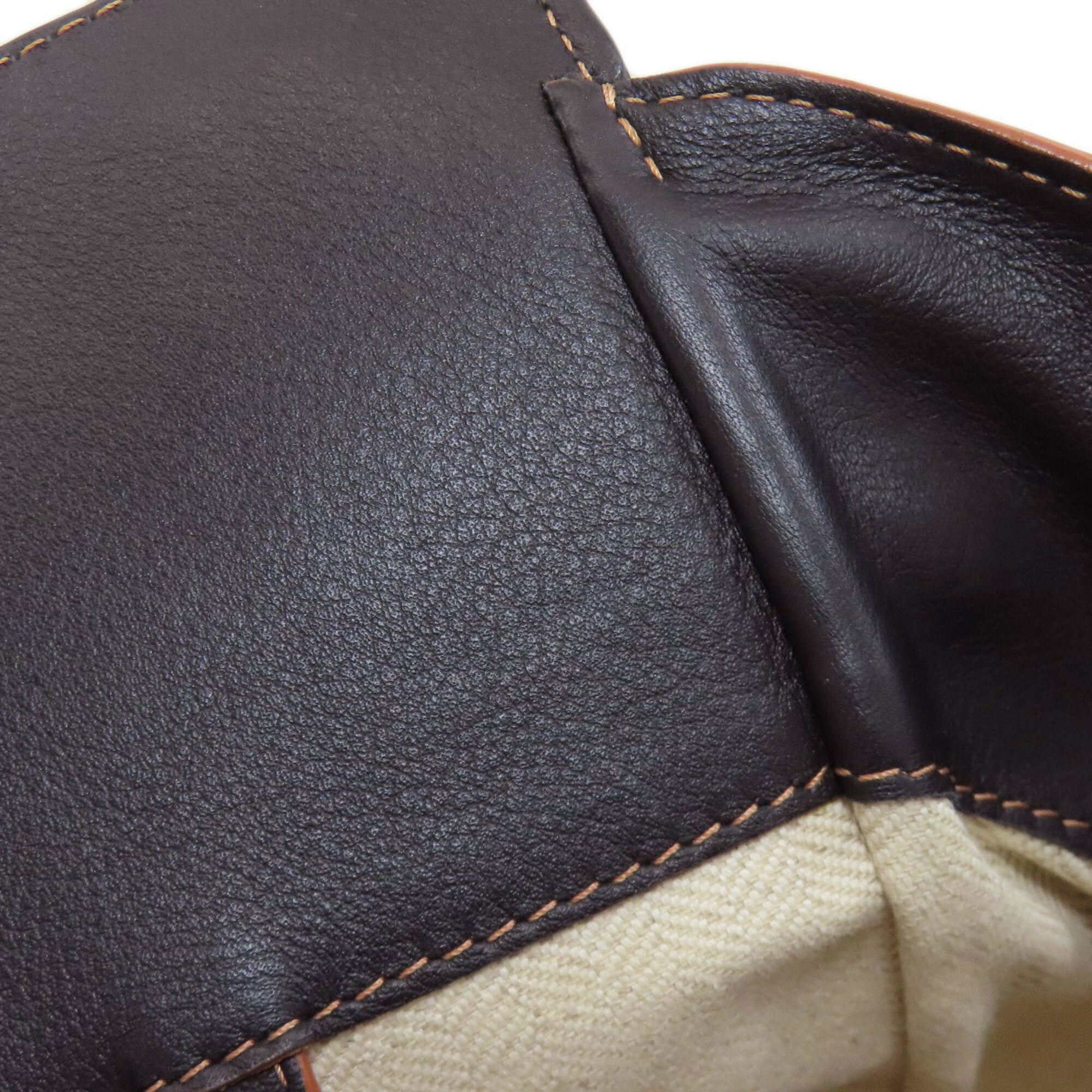 Loewe Beige Black Canvas Leather Handbag (Pre-Owned)