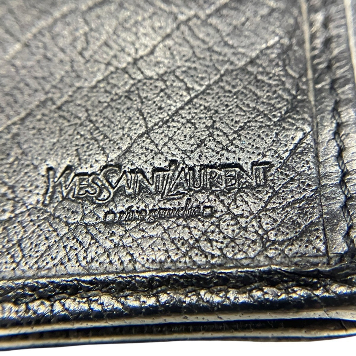 Yves Saint Laurent Black Leather Long Wallet (Tri-Fold) (Pre-Owned)