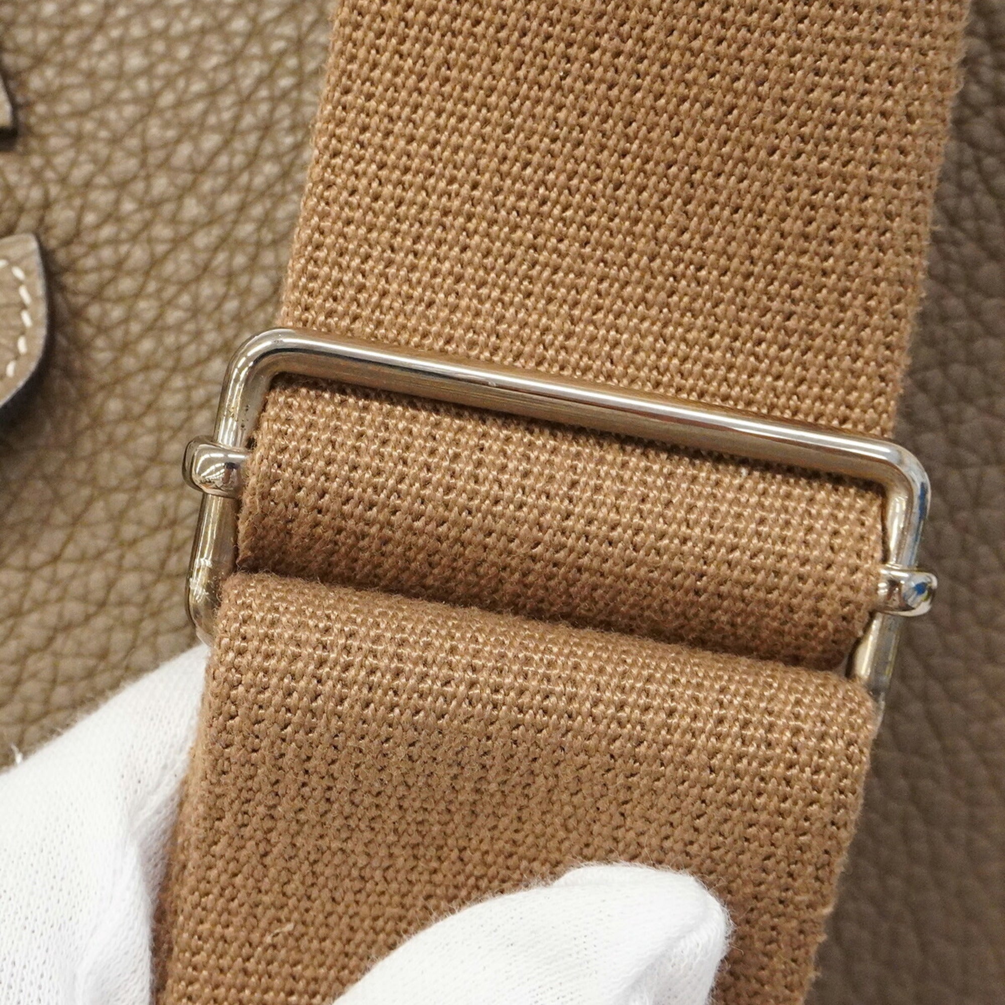 Hermes Etoupe Gray Taurillon Clemence Leather Shoulder Bag (Pre-Owned)