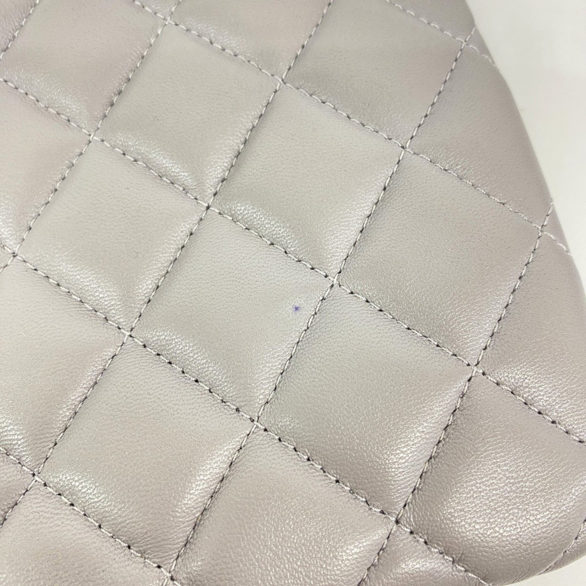 Chanel Gray Leather Long Wallet (Bi-Fold) (Pre-Owned)