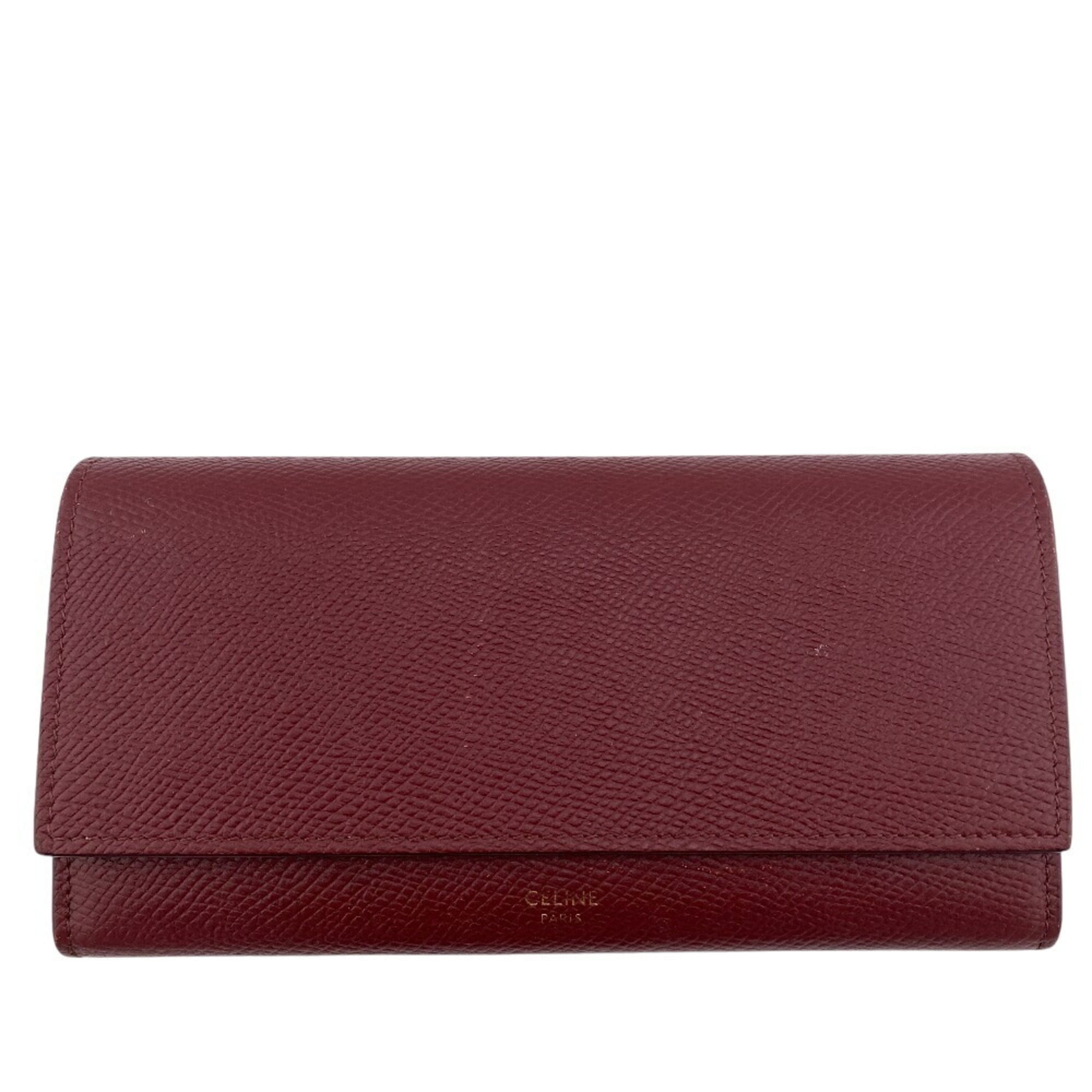 Celine Bordeaux Leather Long Wallet (Bi-Fold) (Pre-Owned)