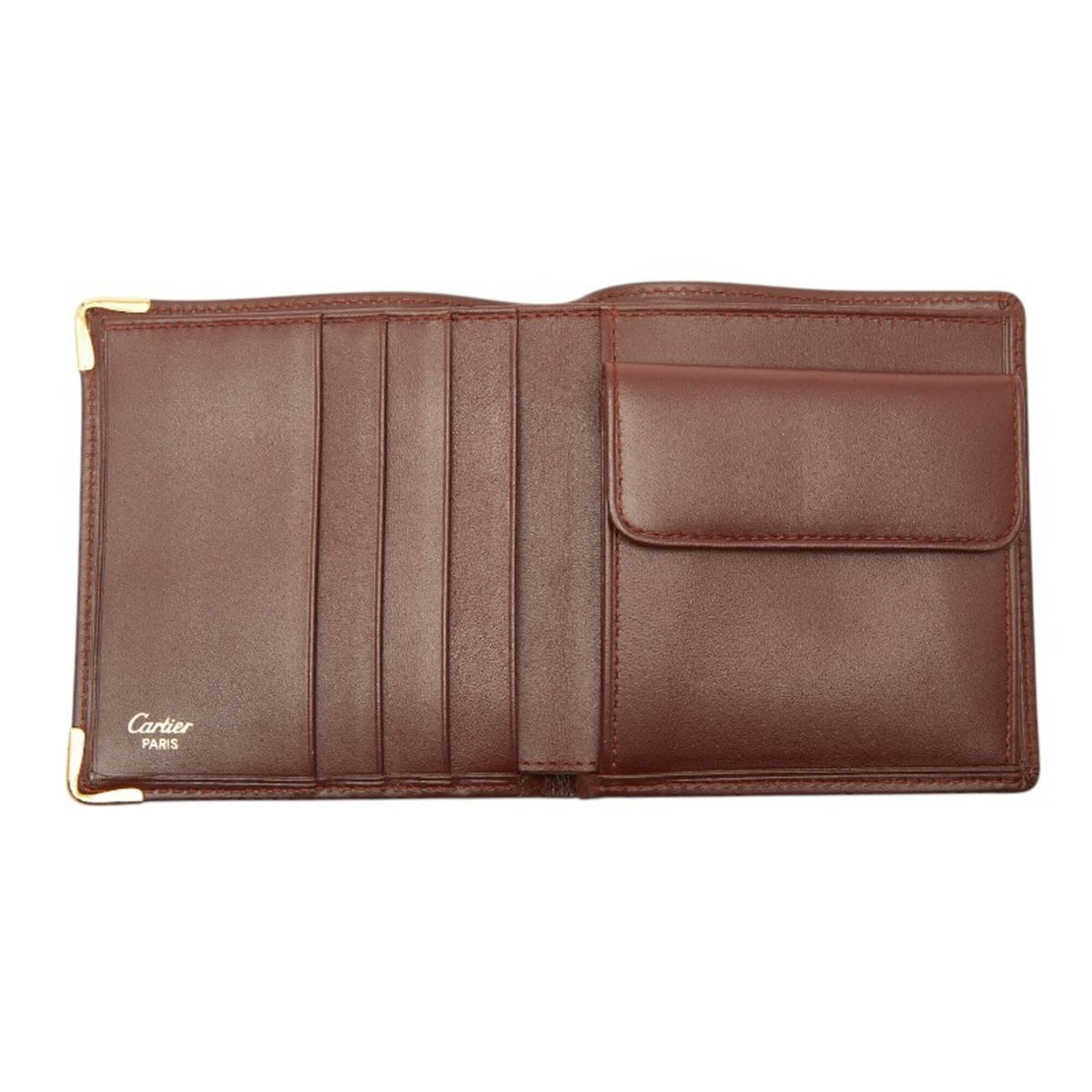 Cartier Bordeaux Wine Red Leather Wallet (Bi-Fold) (Pre-Owned)