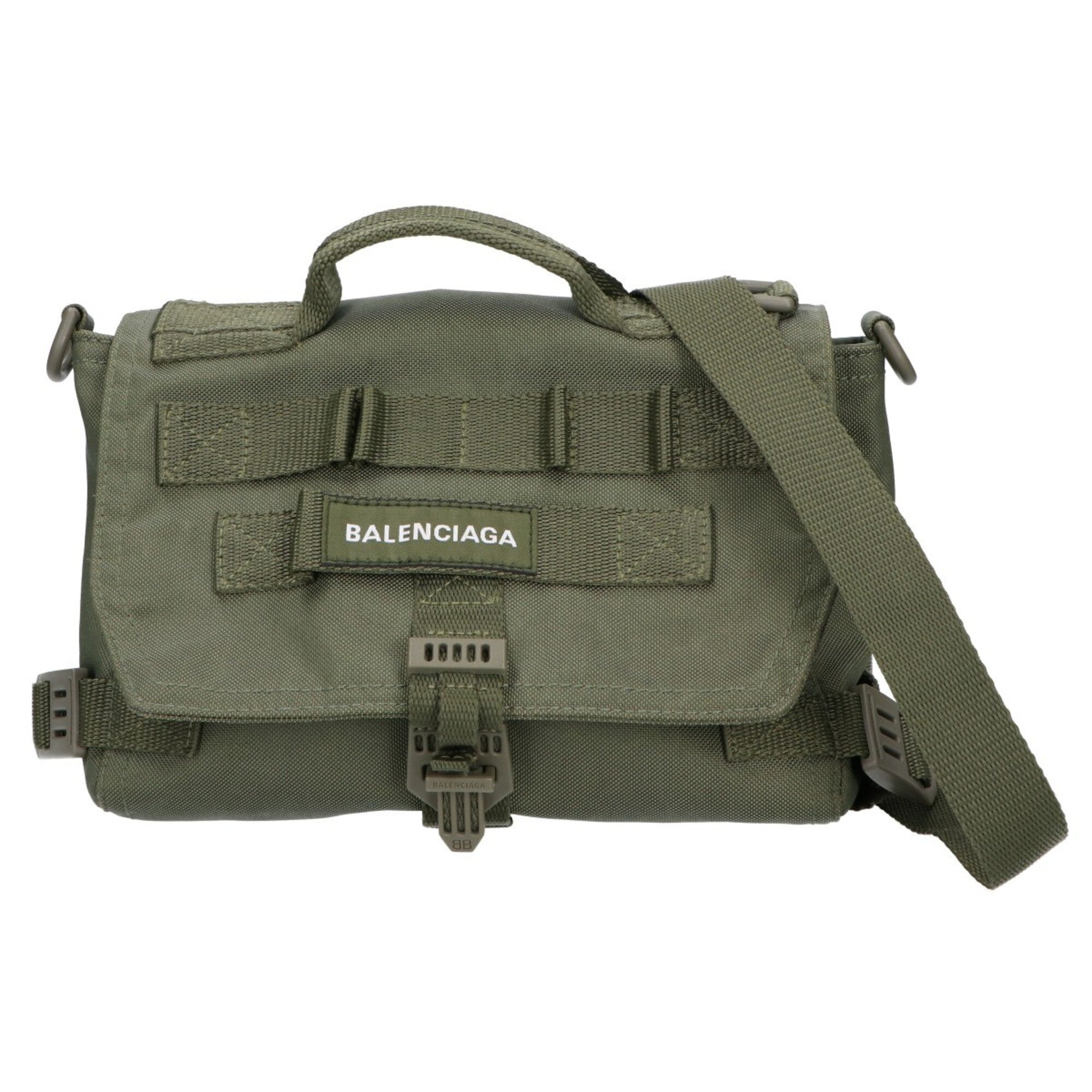 Balenciaga Khaki Nylon Messenger Bag Shoulder Bag (Pre-Owned)