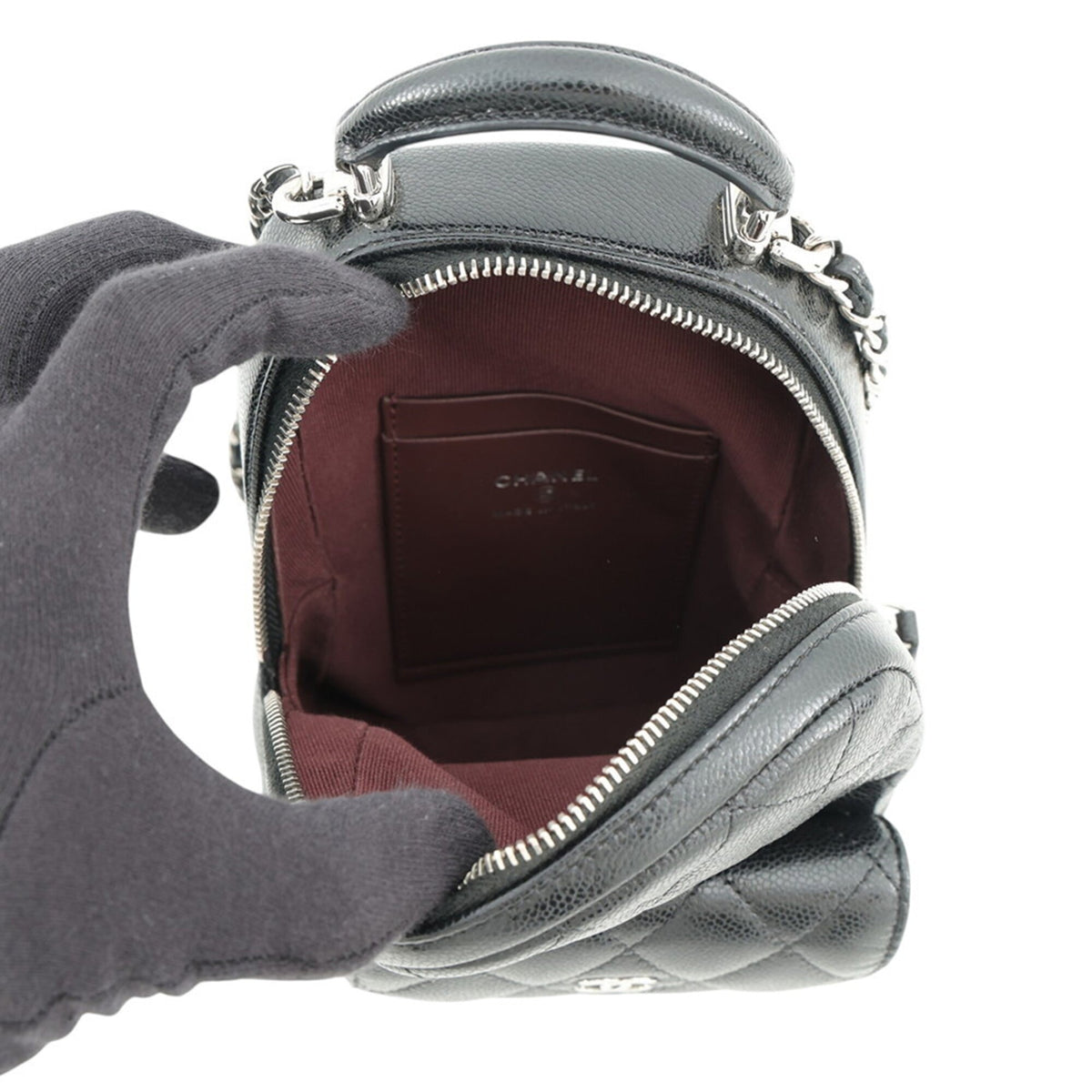 Chanel Matelasse Black Grained Calfskin Backpack Handbag Shoulder Bag (Pre-Owned)
