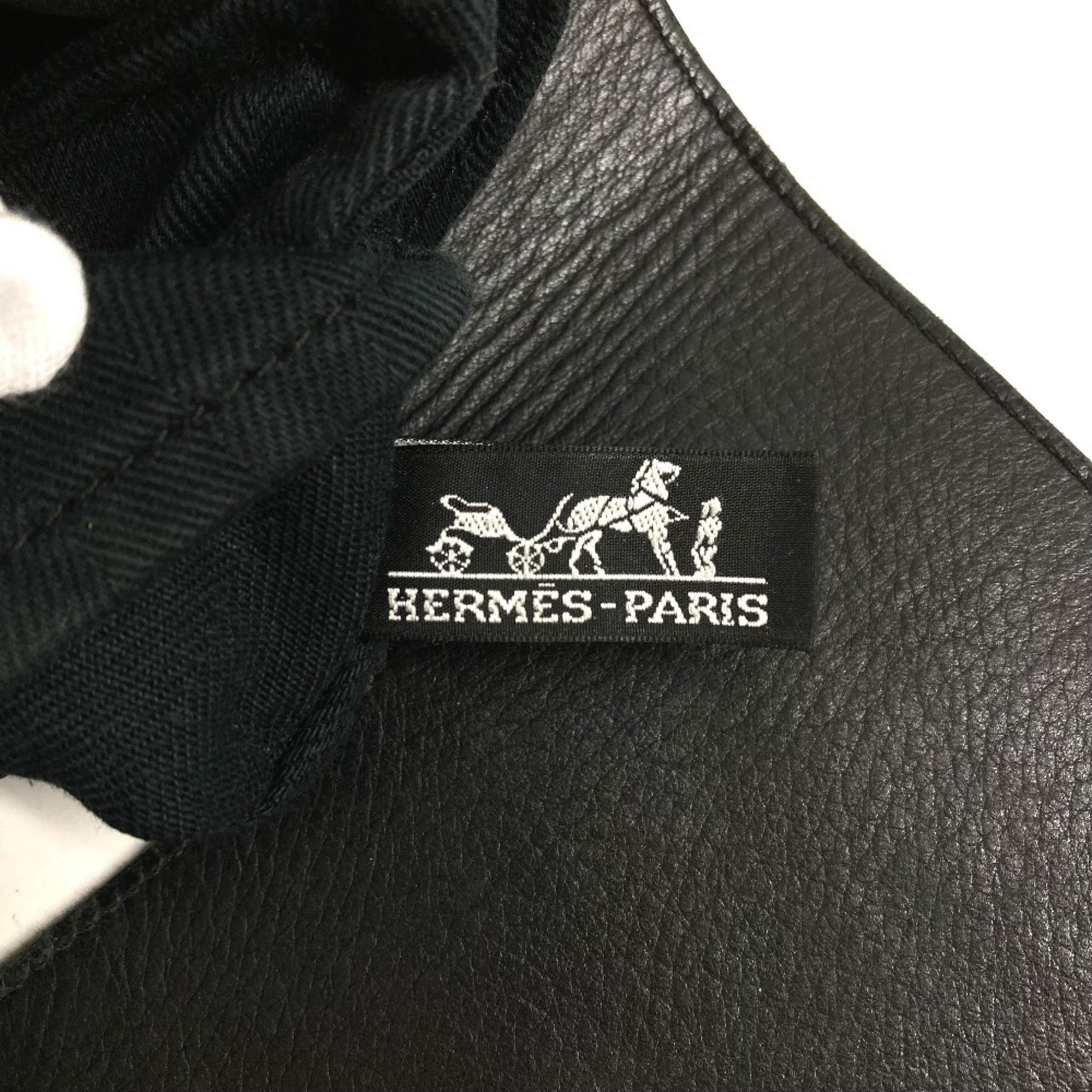 Hermes Valparaiso Black Cotton Leather Handbag Tote Bag (Pre-Owned)