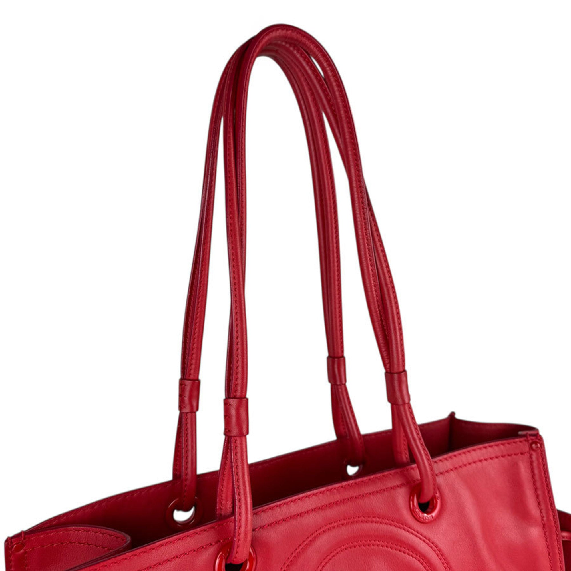 Loewe Red Color Leather Shoulder Bag Tote Bag (Pre-Owned)