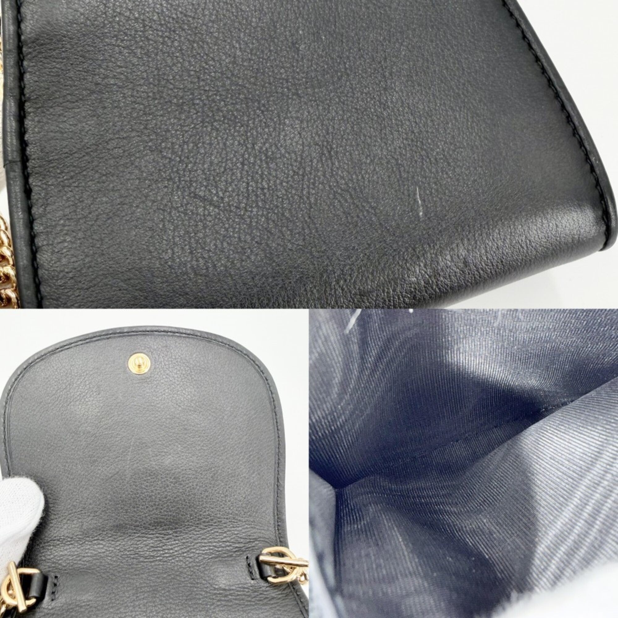 Gucci Black Leather Chain/Shoulder Wallet (Pre-Owned)
