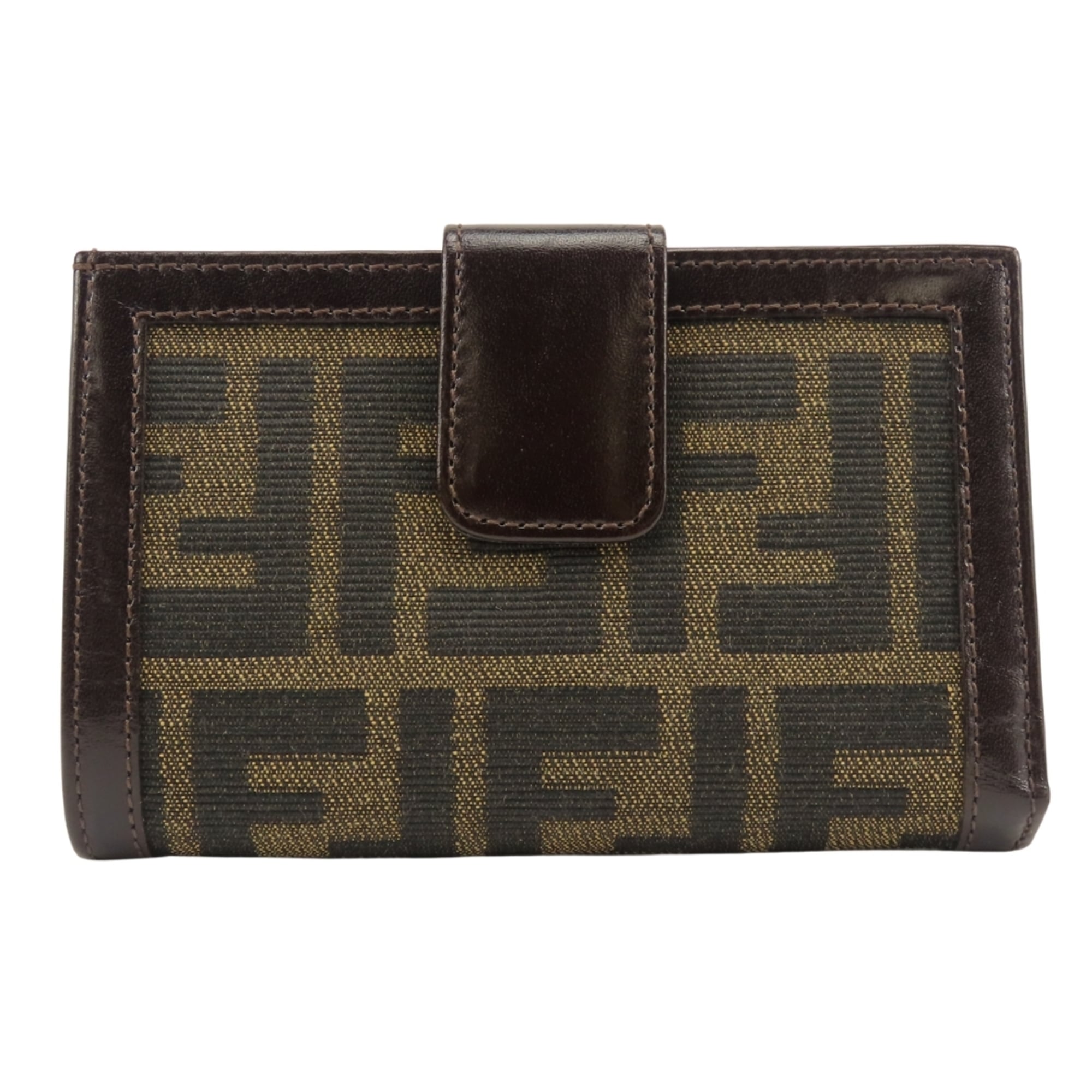 Fendi Zucca Brown Canvas Leather Wallet (Bi-Fold) (Pre-Owned)