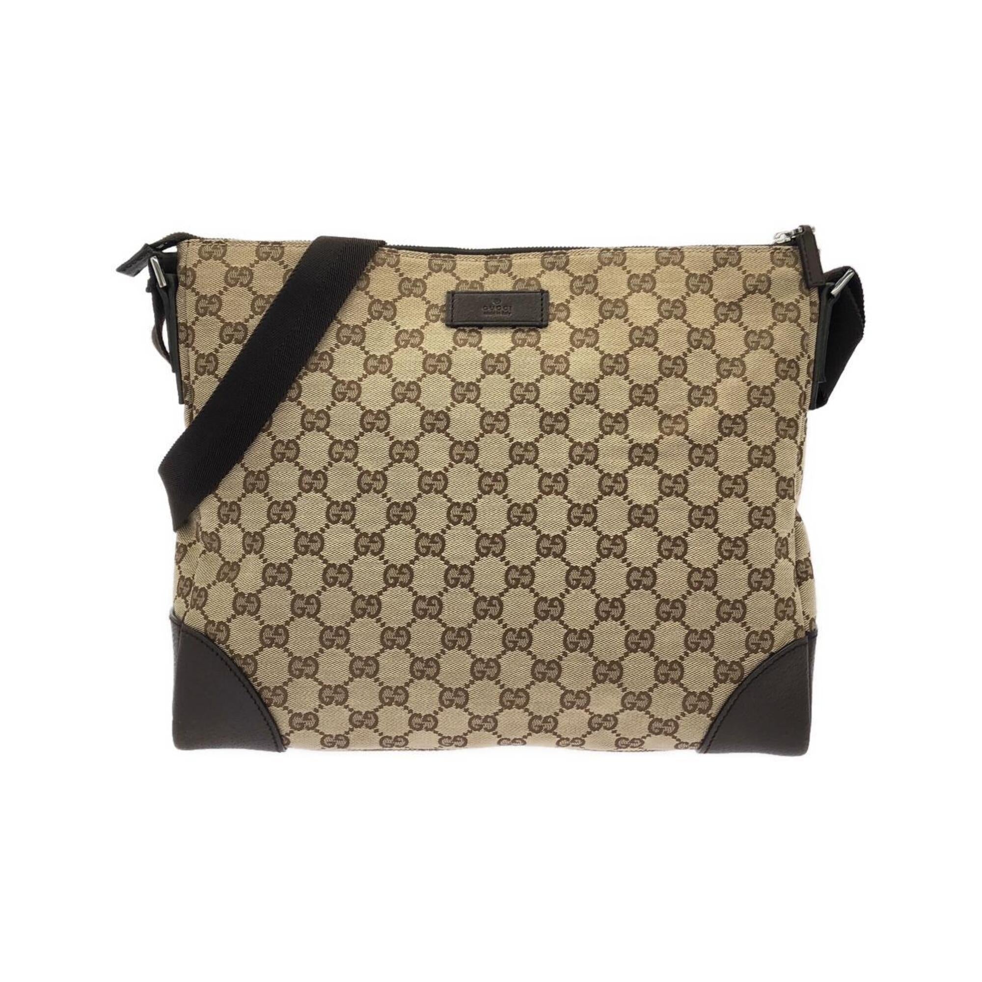Gucci Beige Dark Brown Gg Canvas Shoulder Bag (Pre-Owned)