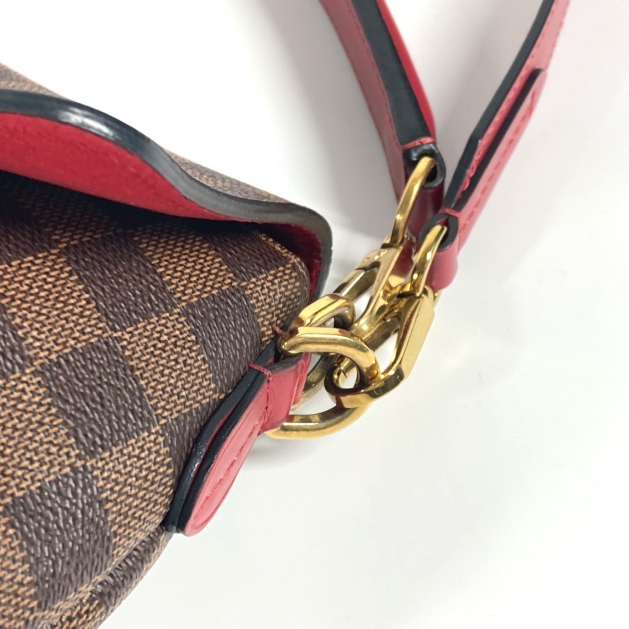 Louis Vuitton Brown Damier Canvas Ebene Galle Red Color Damier Canvas Handbag Shoulder Bag Tote Bag (Pre-Owned)