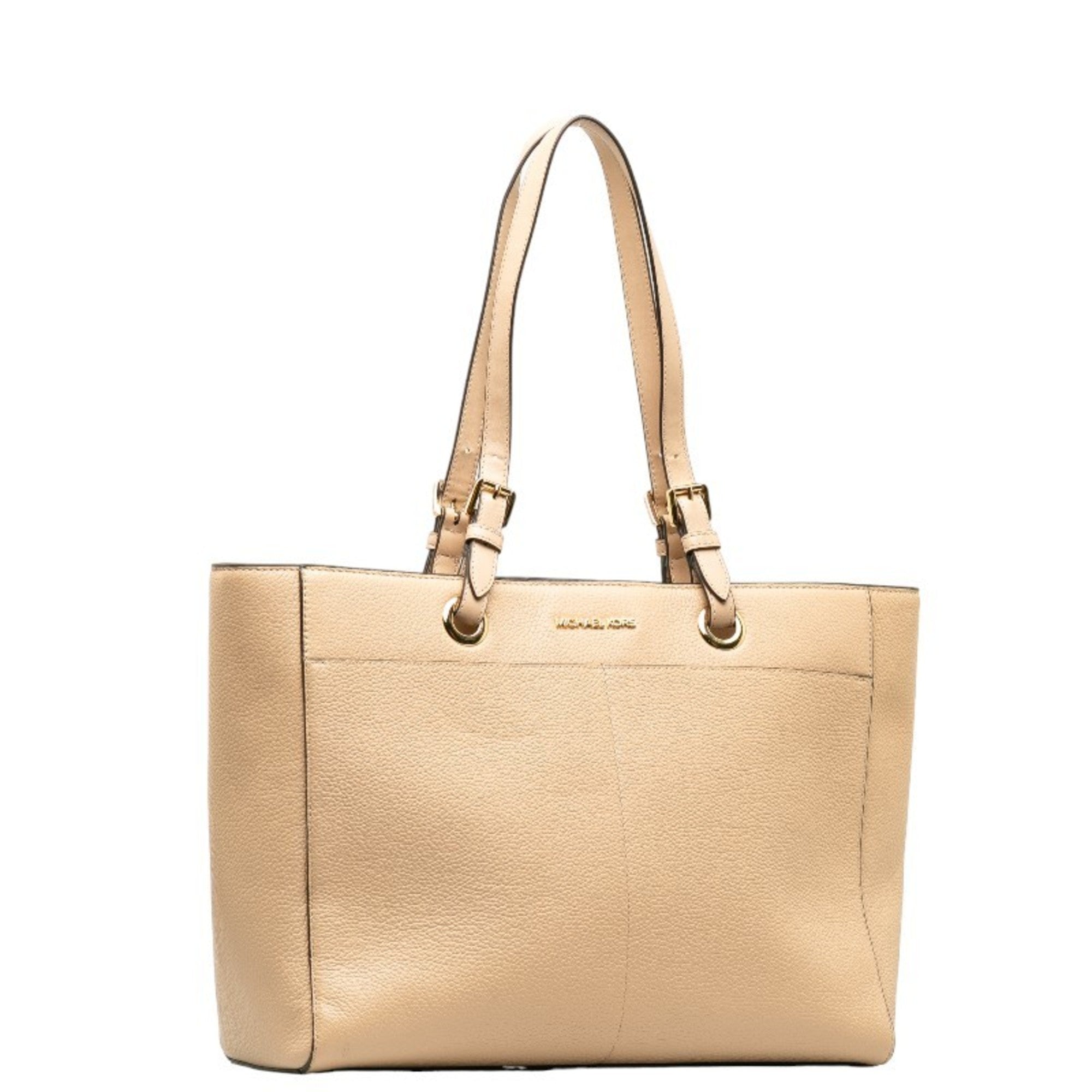 Michael Kors Beige Leather Shoulder Bag Tote Bag (Pre-Owned)