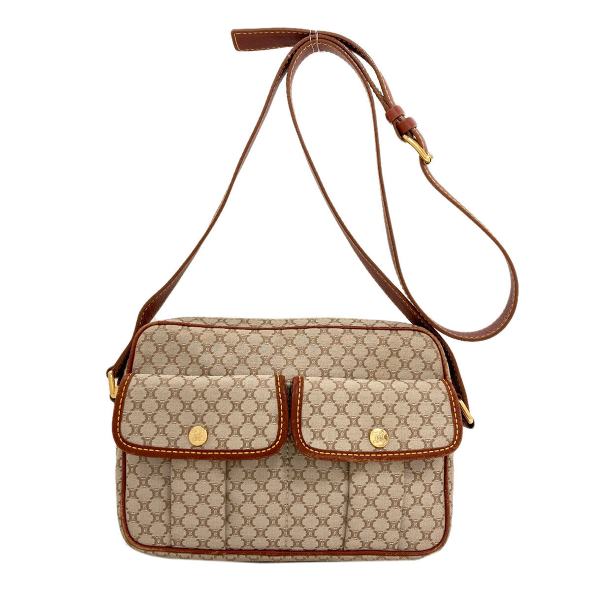 Celine Brown Canvas Shoulder Bag (Pre-Owned)