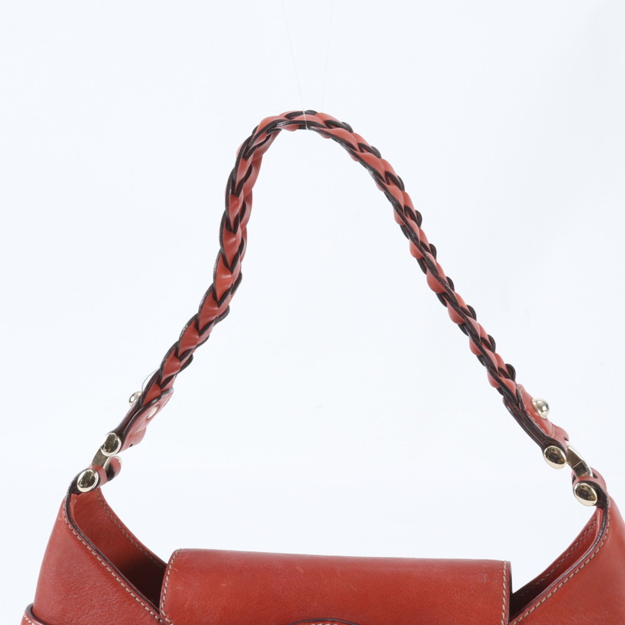 Gucci Horsebit Beige Red Color Leather Canvas Shoulder Bag Tote Bag (Pre-Owned)