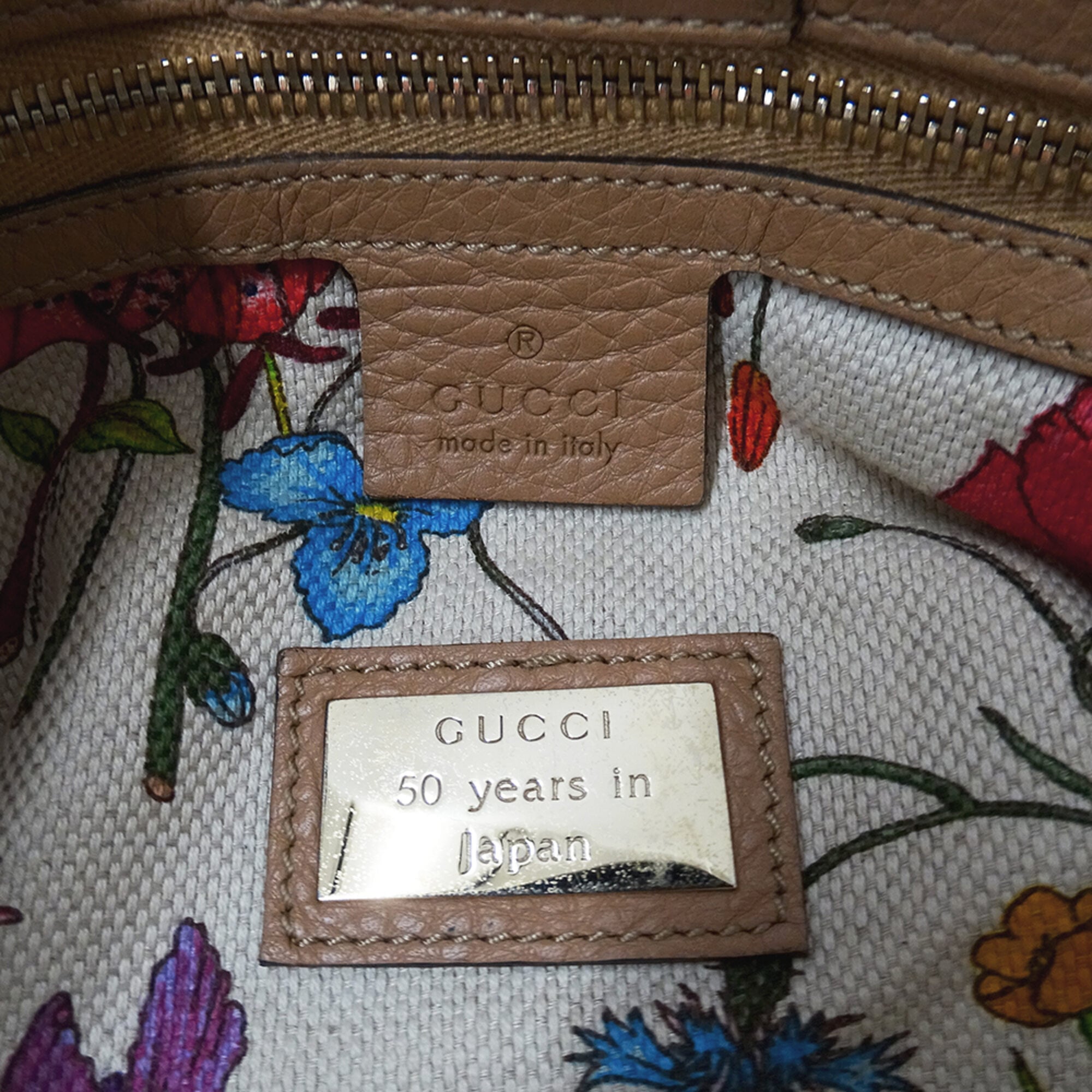 Gucci Beige Leather Handbag Shoulder Bag (Pre-Owned)