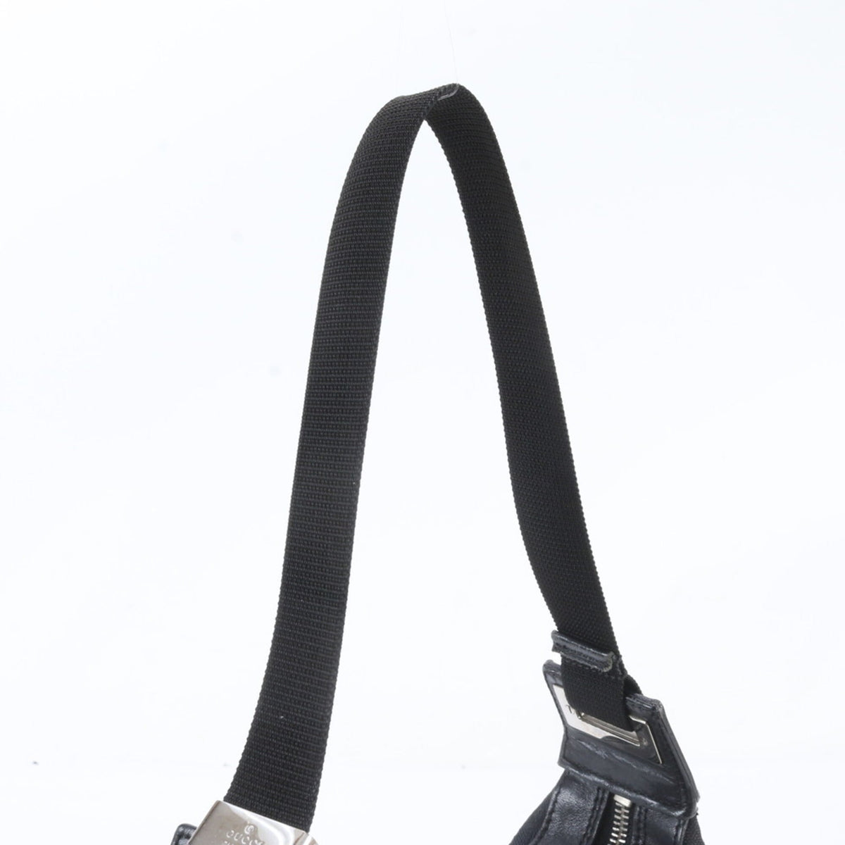 Gucci Black Leather Canvas Handbag Shoulder Bag (Pre-Owned)