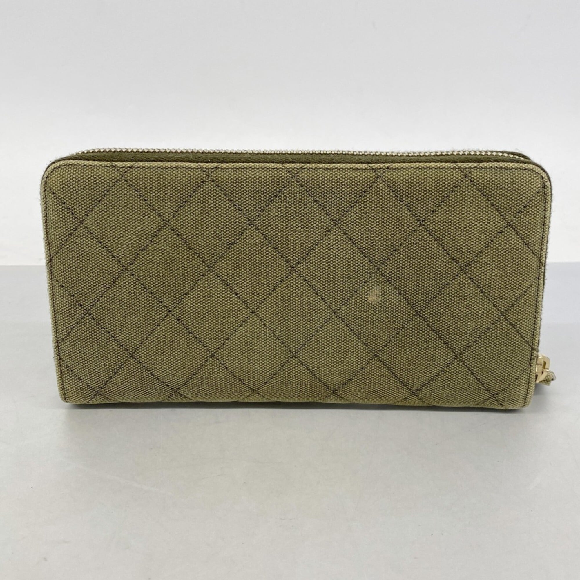 Chanel Khaki Canvas Long Wallet (Bi-Fold) (Pre-Owned)