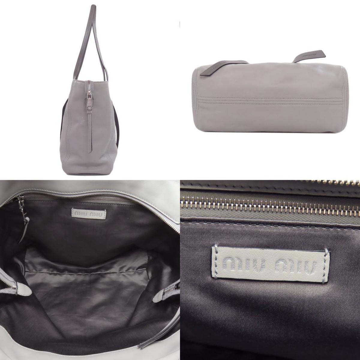 Miu Miu Gray Leather Tote Bag (Pre-Owned)