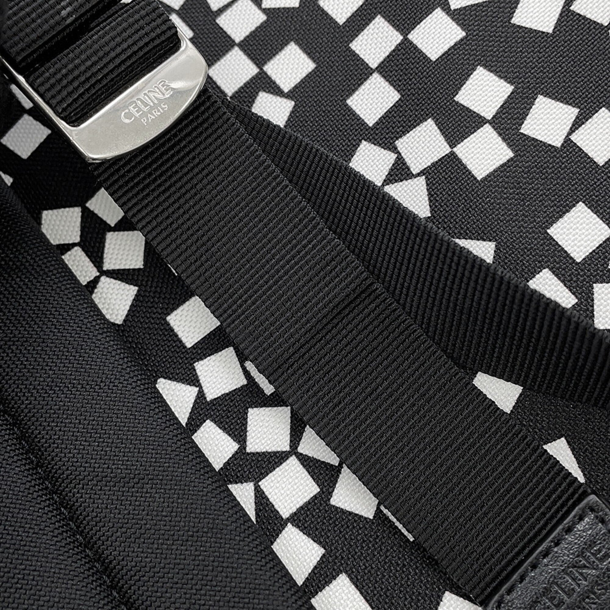 Celine Black White Nylon Canvas Leather Backpack (Pre-Owned)