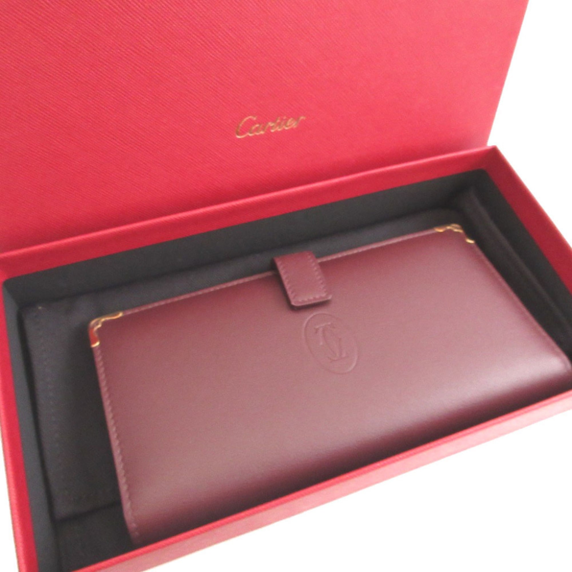 Cartier Bordeaux Leather Long Wallet (Bi-Fold) (Pre-Owned)