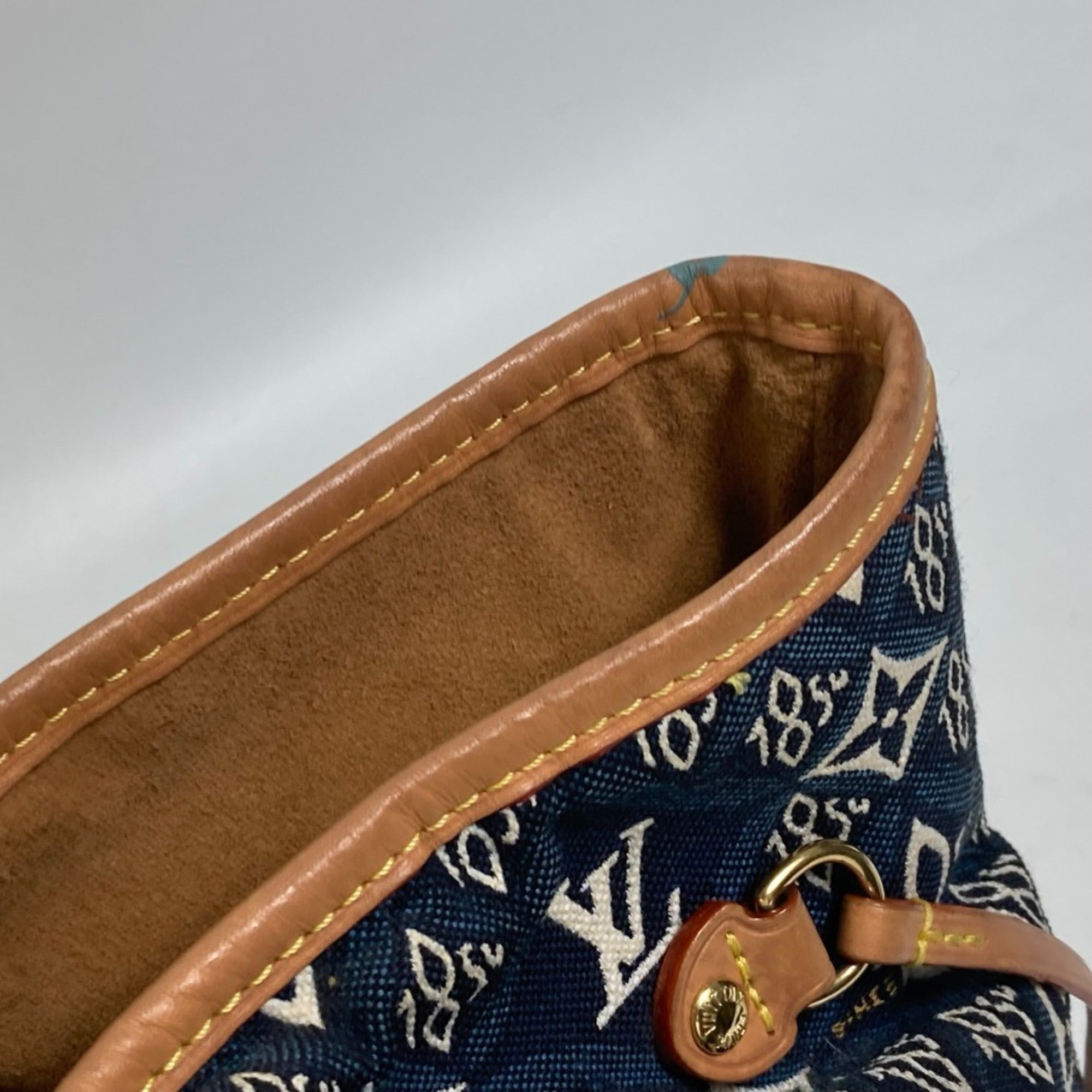 Louis Vuitton Navy Jacquard Shoulder Bag Tote Bag (Pre-Owned)
