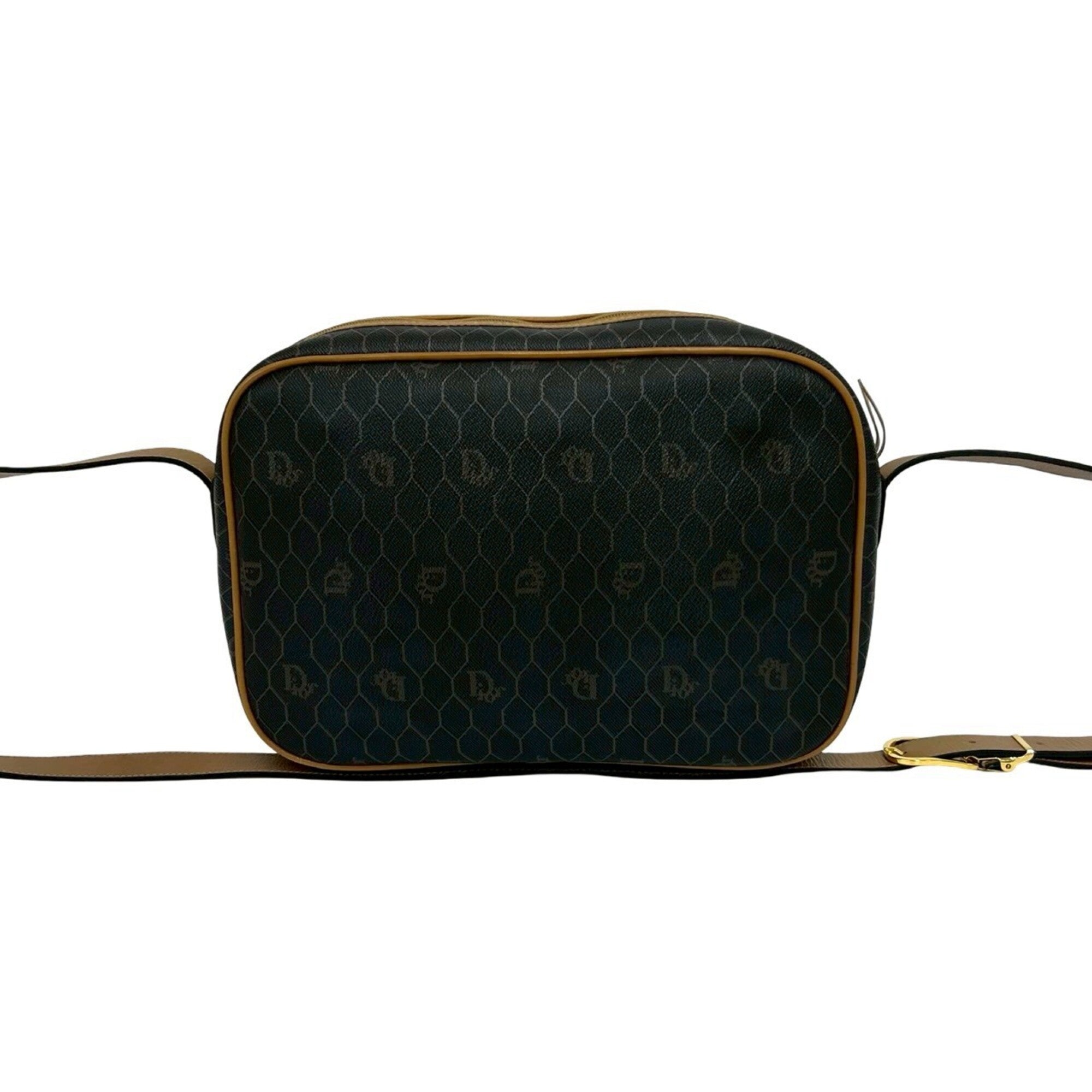 Christian Dior Brown Gray Leather Pvc Shoulder Bag (Pre-Owned)