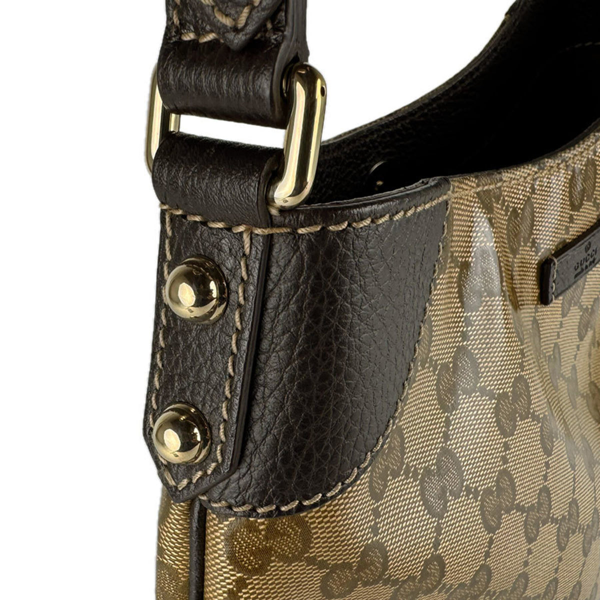 Gucci Brown Coated Canvas Leather Shoulder Bag (Pre-Owned)