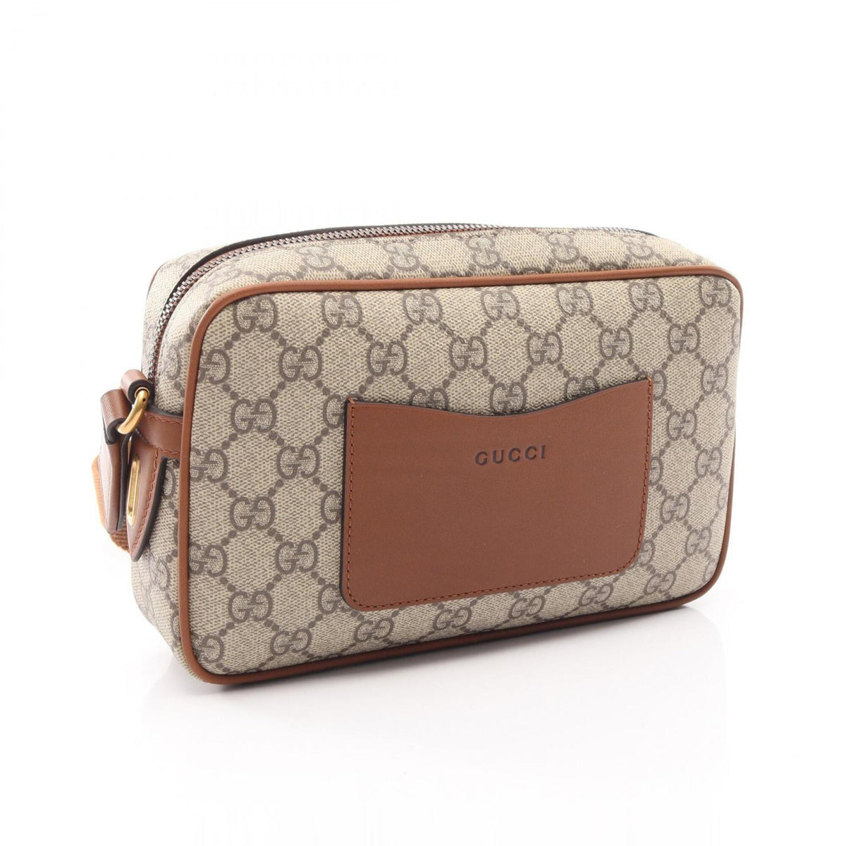 Gucci Beige Brown Coated Canvas Leather Handbag Shoulder Bag (Pre-Owned)