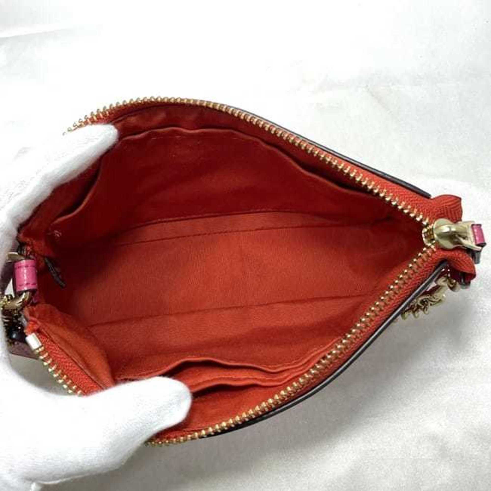 Coach Pink Pvc Leather Pouch (Pre-Owned)