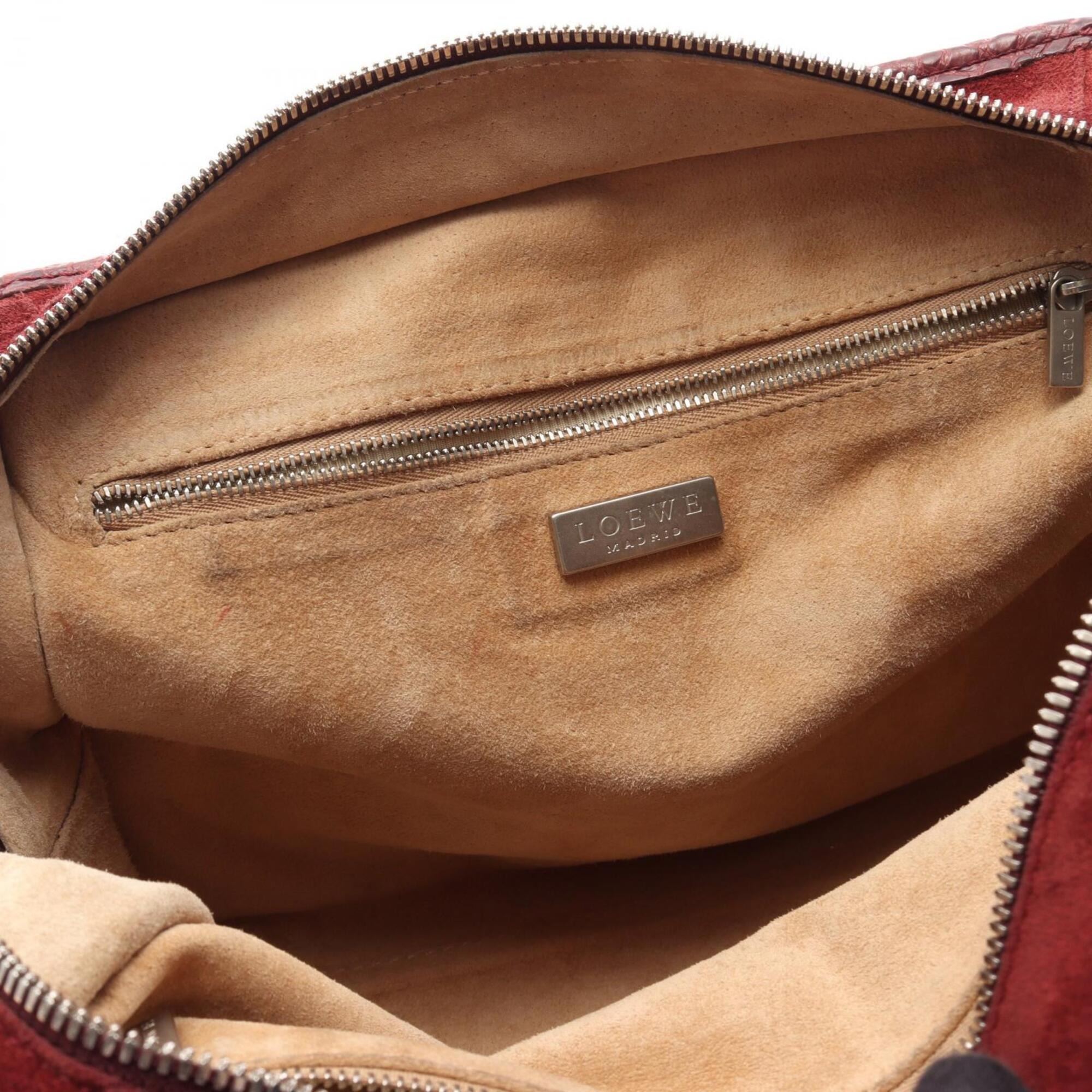 Loewe Bordeaux Suede Leather Handbag (Pre-Owned)